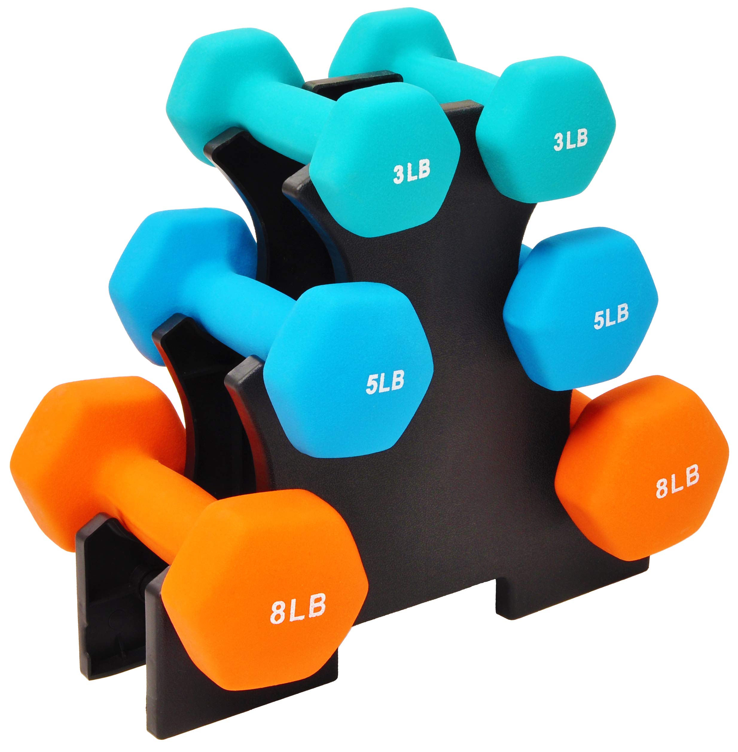 Sporzon! Dumbbell Set with Stand Neoprene Coated