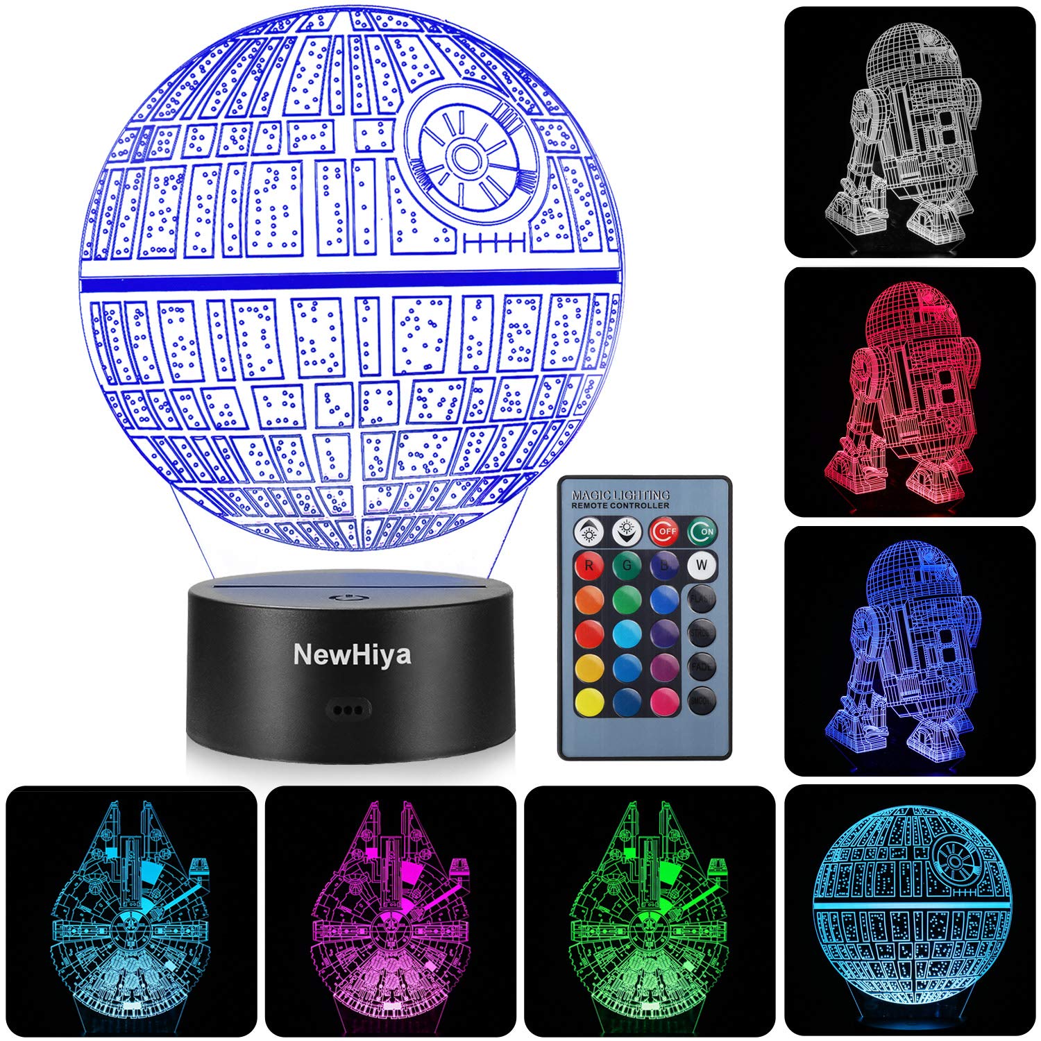 3D Night Light for Kids and Star Wars Fans, 3 Patterns and 16 Color Change Decor Lamp, Star Wars Toys for Kids, Birthday and Christmas Gifts for Boys Girls