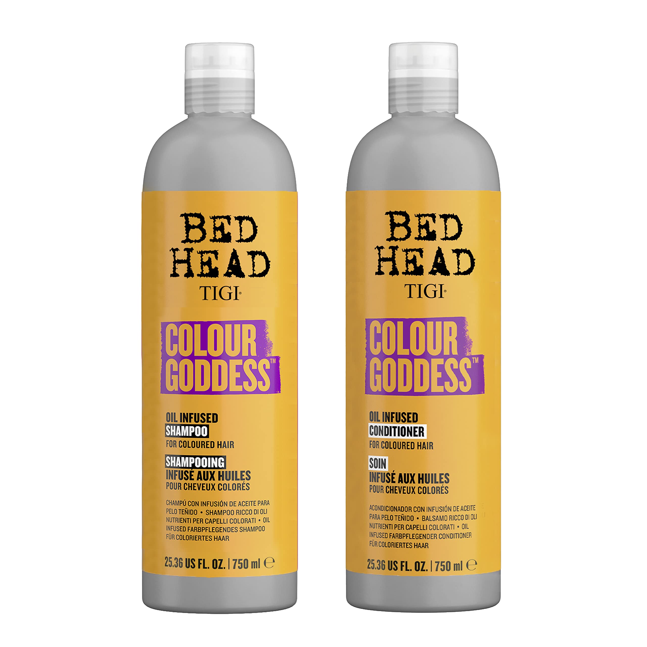 Bed Head by TIGI Moisturizing Shampoo and Conditioner Set for Colored Hair, Colour Goddess Hair Care with Sweet Almond & Coconut Oils, 25.36 fl oz, 2 Pack