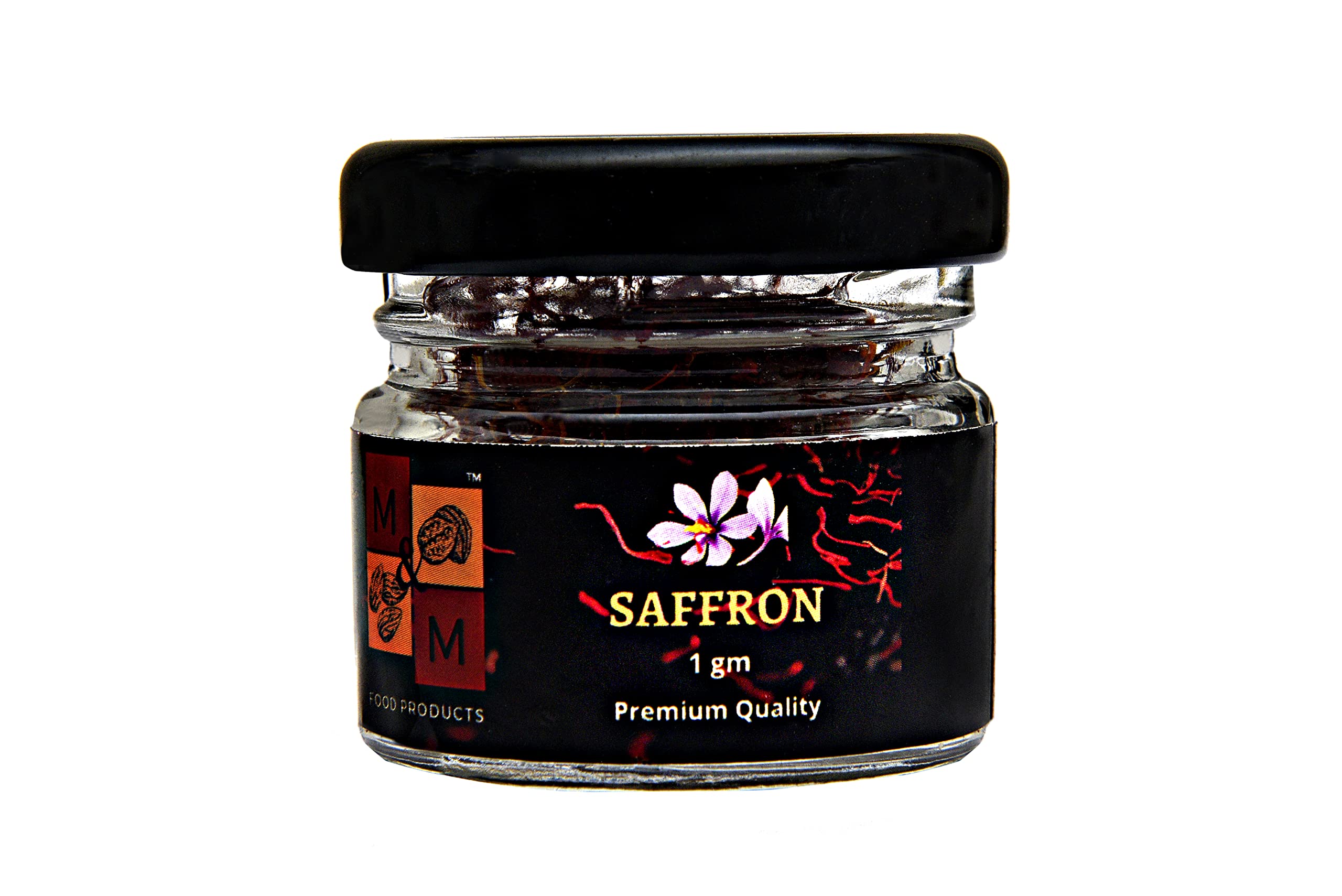 M&M Finest Grade 1, Natural and Pure Saffron/ Kashmiri Kesar/ Saffron Threads for Multi Purpose Use(Glass bottle,1gm)