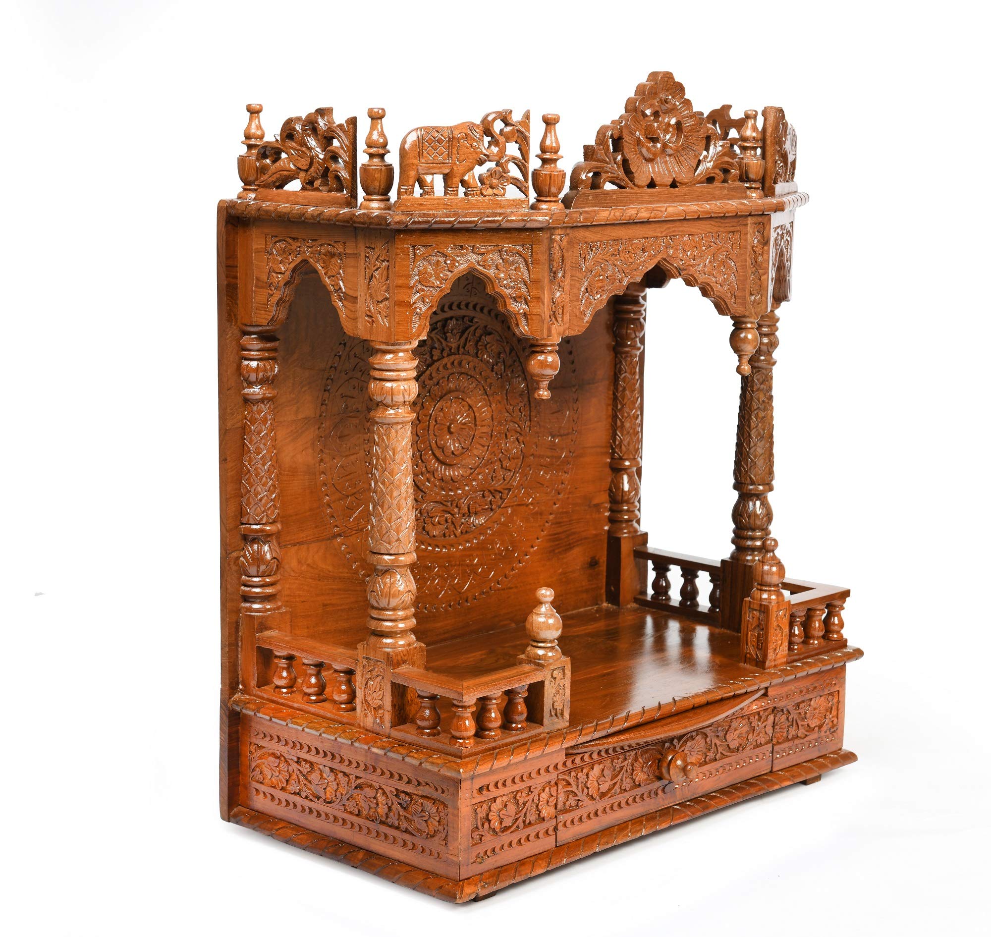 Aakrati Wooden Mandir Indian Mini Home Temple Cherrywood Handmade