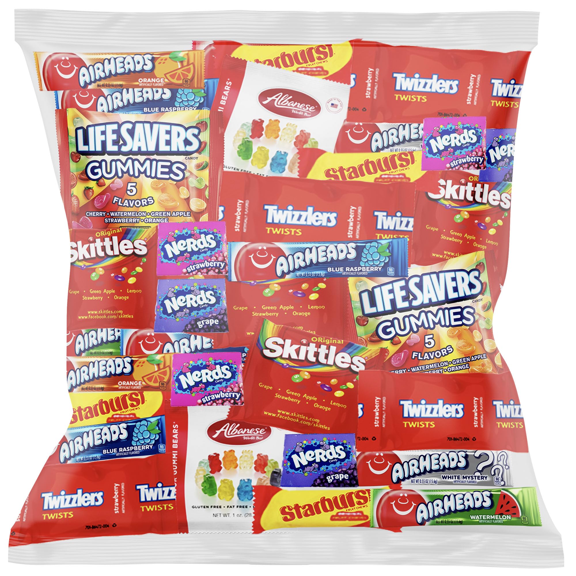 Halloween Bulk Assorted Fruit Candy - Starburst, Skittles, Gummy Life Savers, Air Heads, Sour Punch, Haribo Gold-Bears, Gummy Bears & Twizzlers (32 Oz Variety Pack)