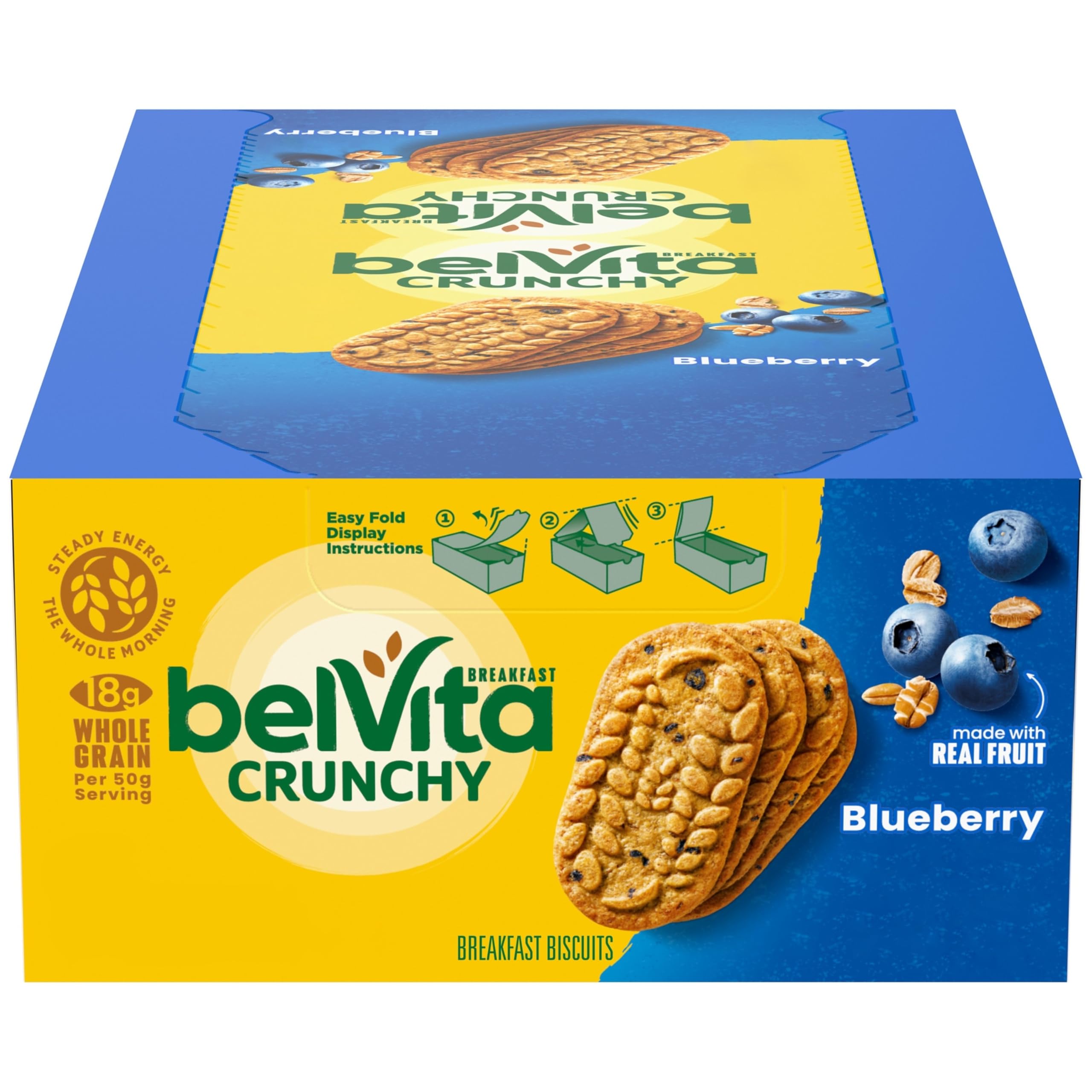 belVita Blueberry Breakfast Biscuits, 8 Packs (4 Biscuits Per Pack)