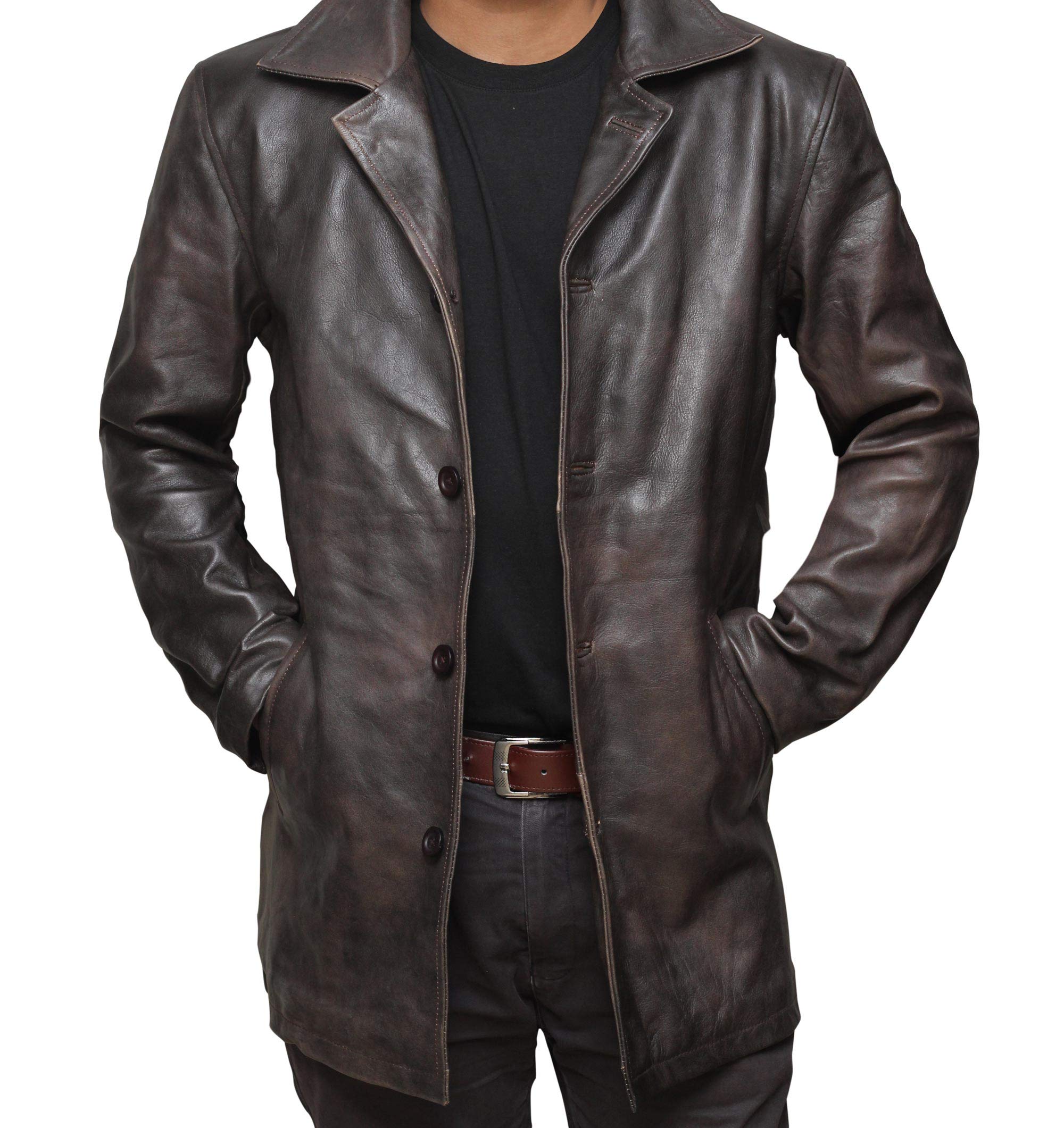 Brown Leather Jacket Men - Natural Distressed Leather Jackets for Men