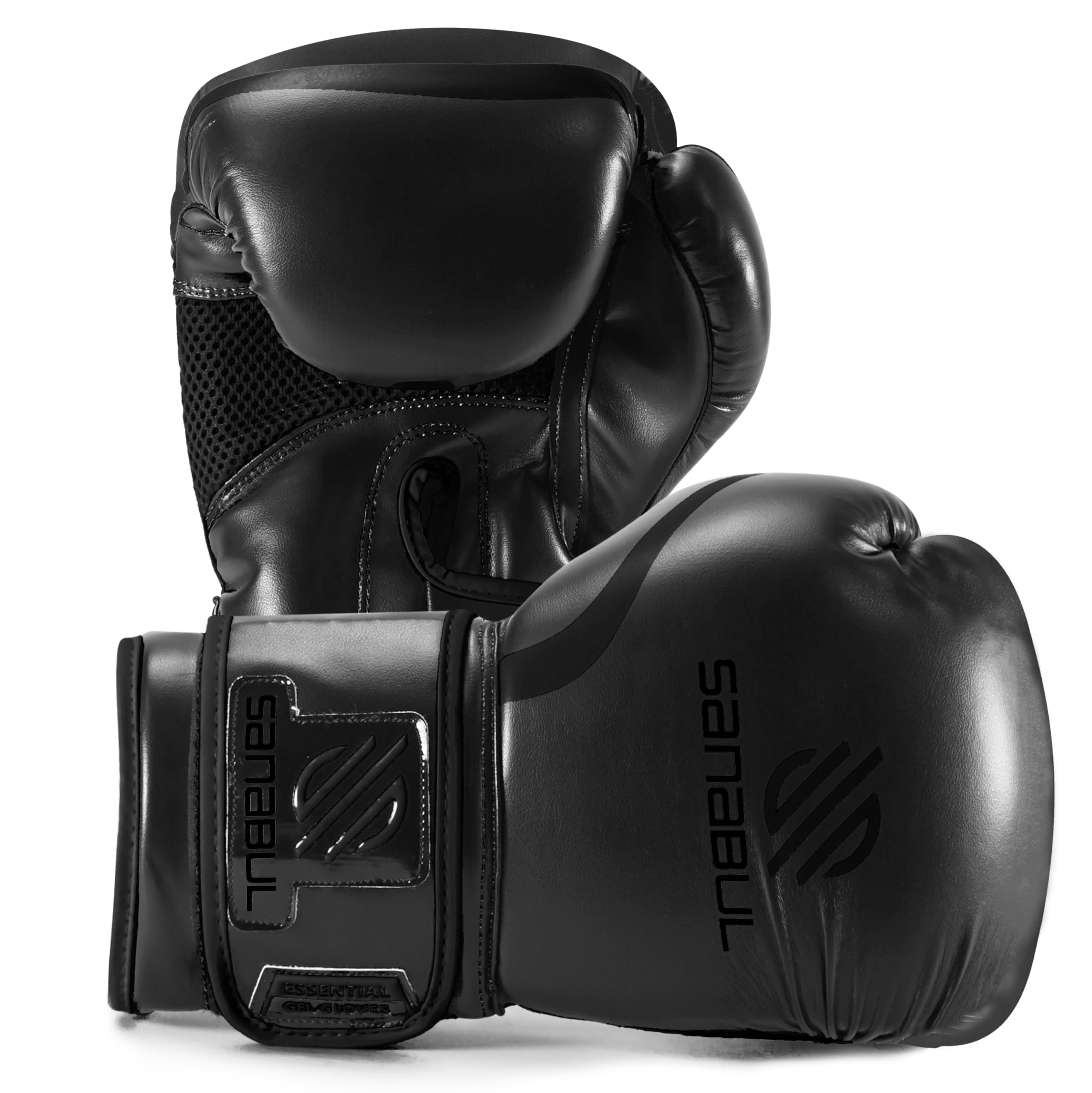 SanabulSanabul Essential Gel Boxing Kickboxing Training Gloves (AllBlack, 12 oz)