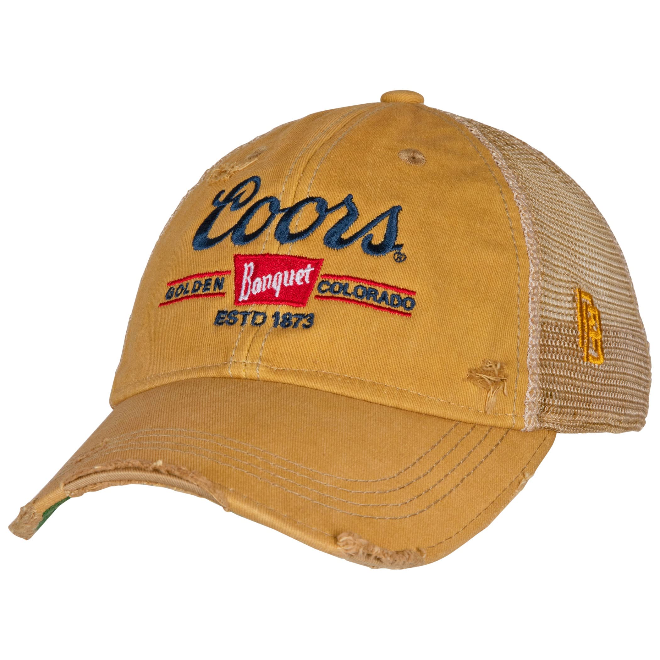 CoorsBanquet Logo Patch Distressed Tea-Stained Adjustable Hat, One Size