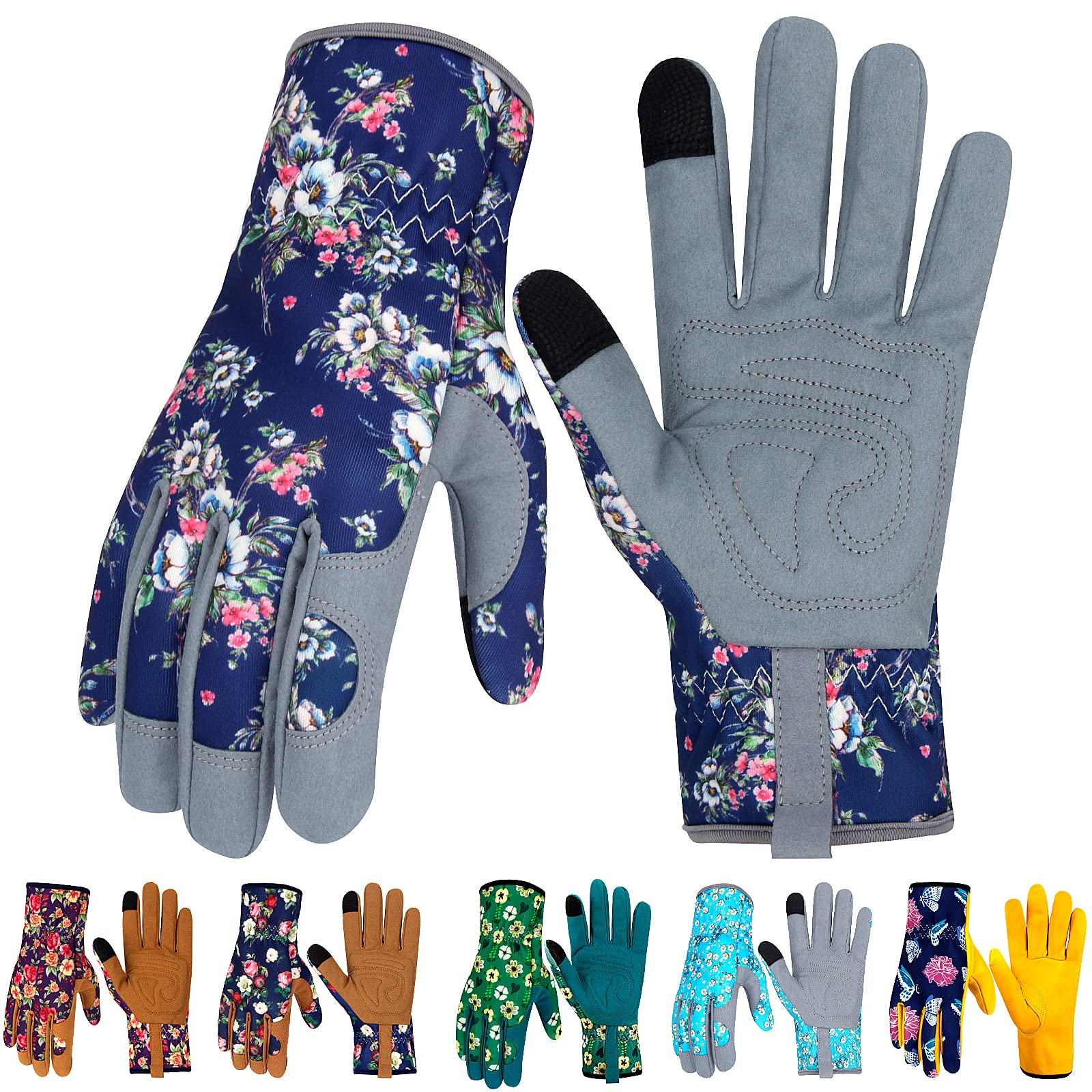 Leather Gardening Gloves for Women Thorn Proof Garden Gloves Touch Screen Working Gloves Gifts,M