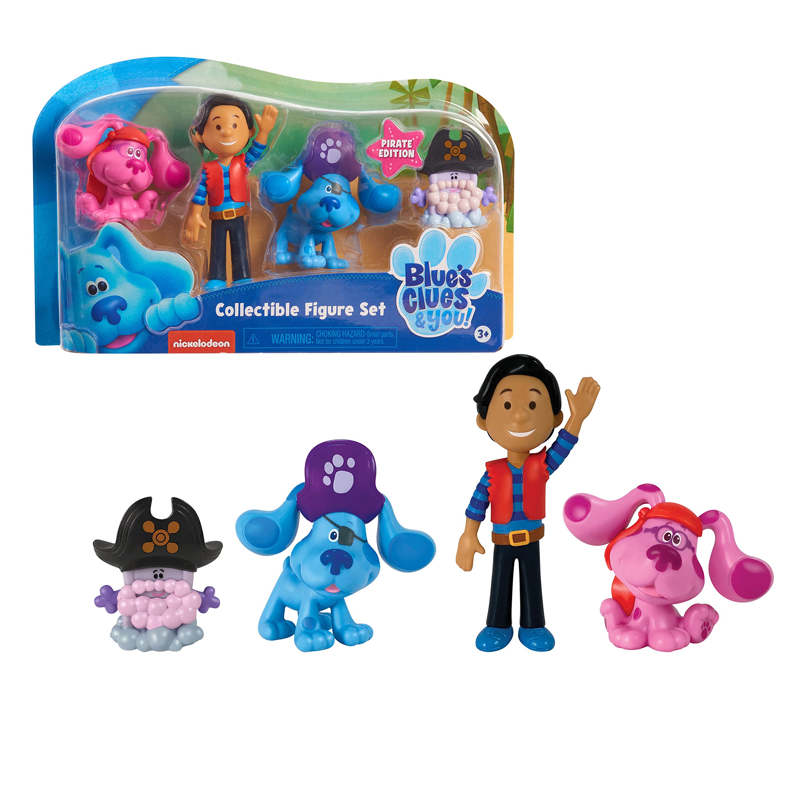 Blue's Clues & You! Collectible 4-Piece Pirate Figure Set, Josh, Blue, Magenta, Slippery Soap, by Just Play