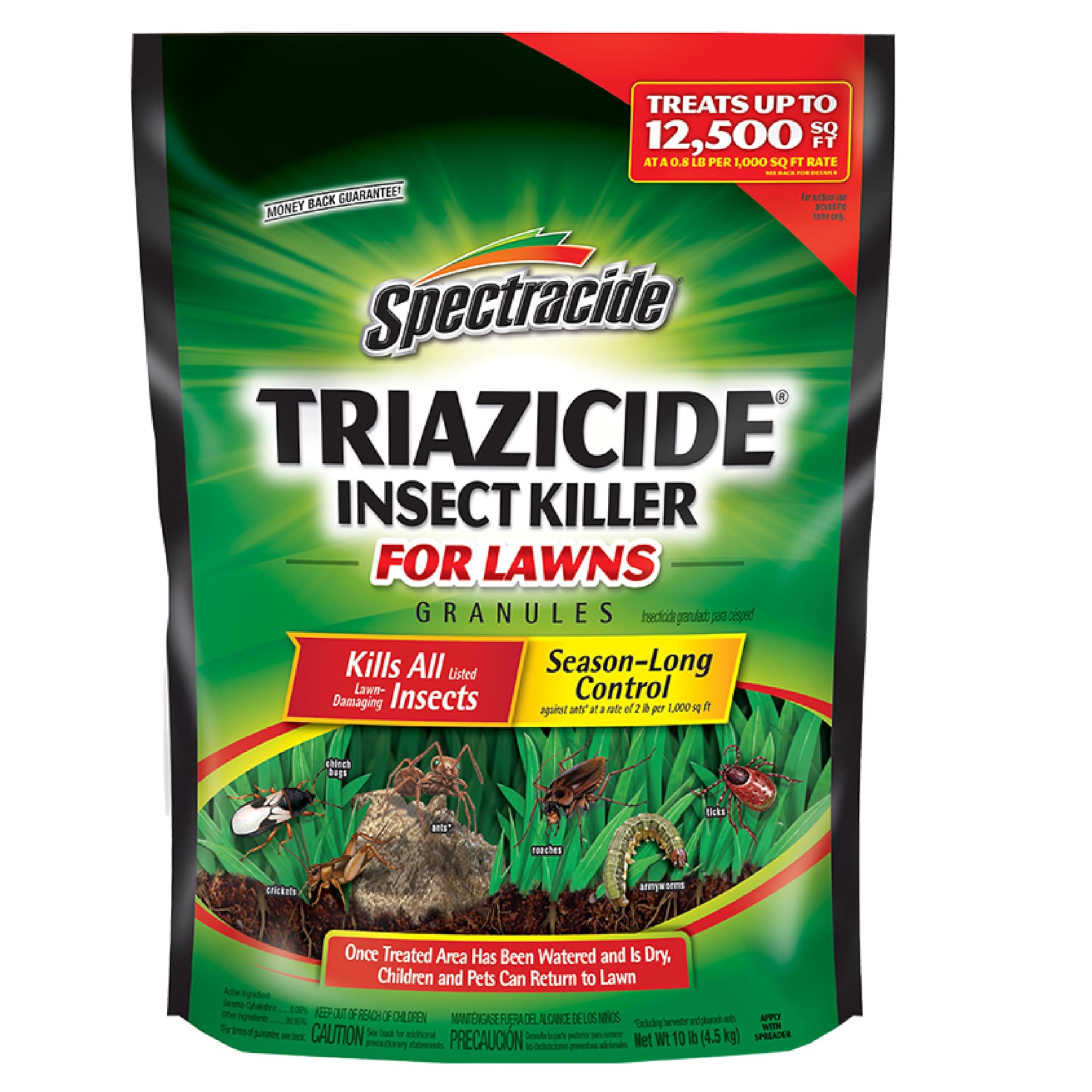 Spectracide Triazicide Insect Killer For Lawns Granules, 10 lb Bag, Kills All Listed Lawn-Damaging Insects