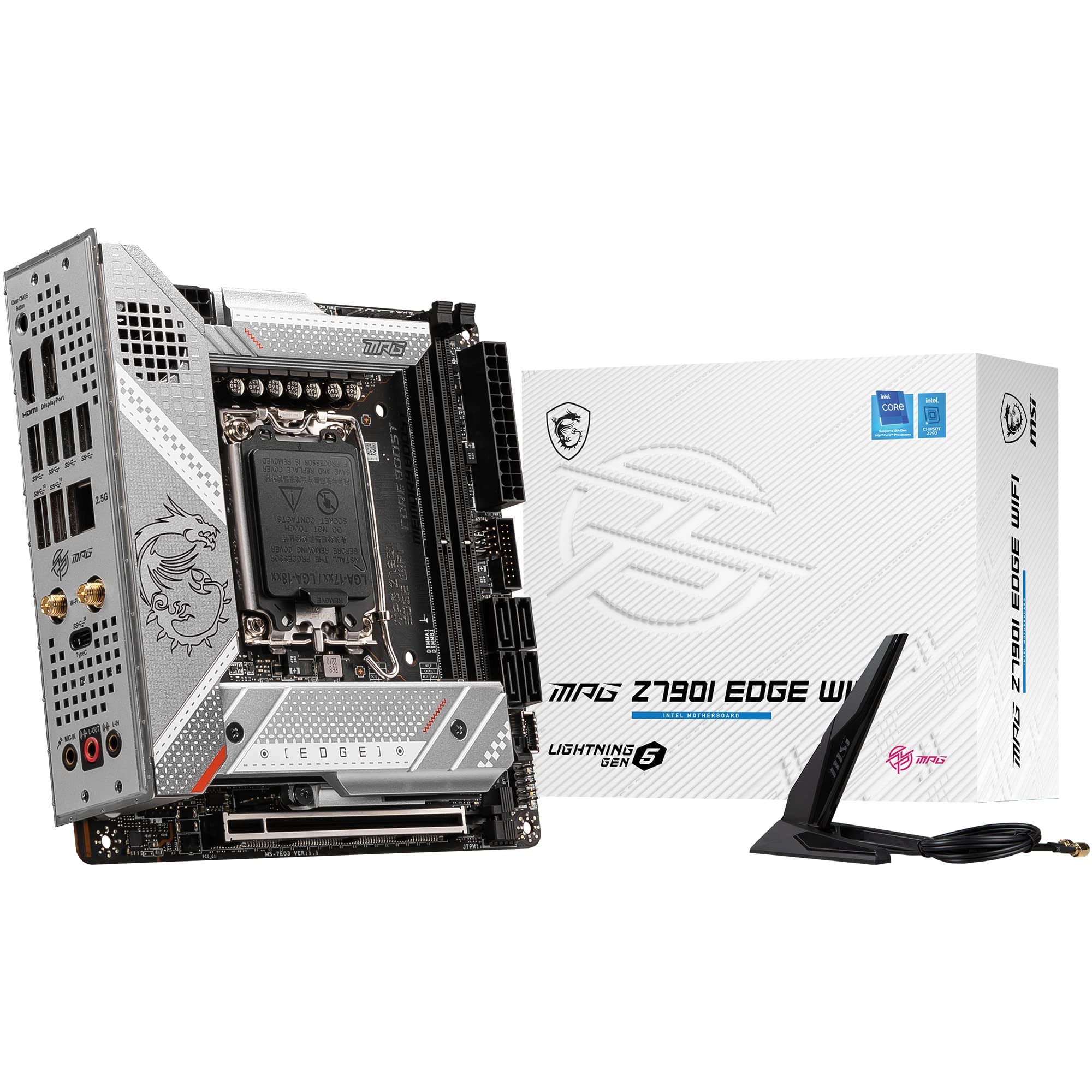 MSIMPG Z790I EDGE WIFI LGA 1700 Mini-ITX Gaming Motherboard, Intel 12th & 13th Gen, PCIe 5.0, 2x DDR5 64GB