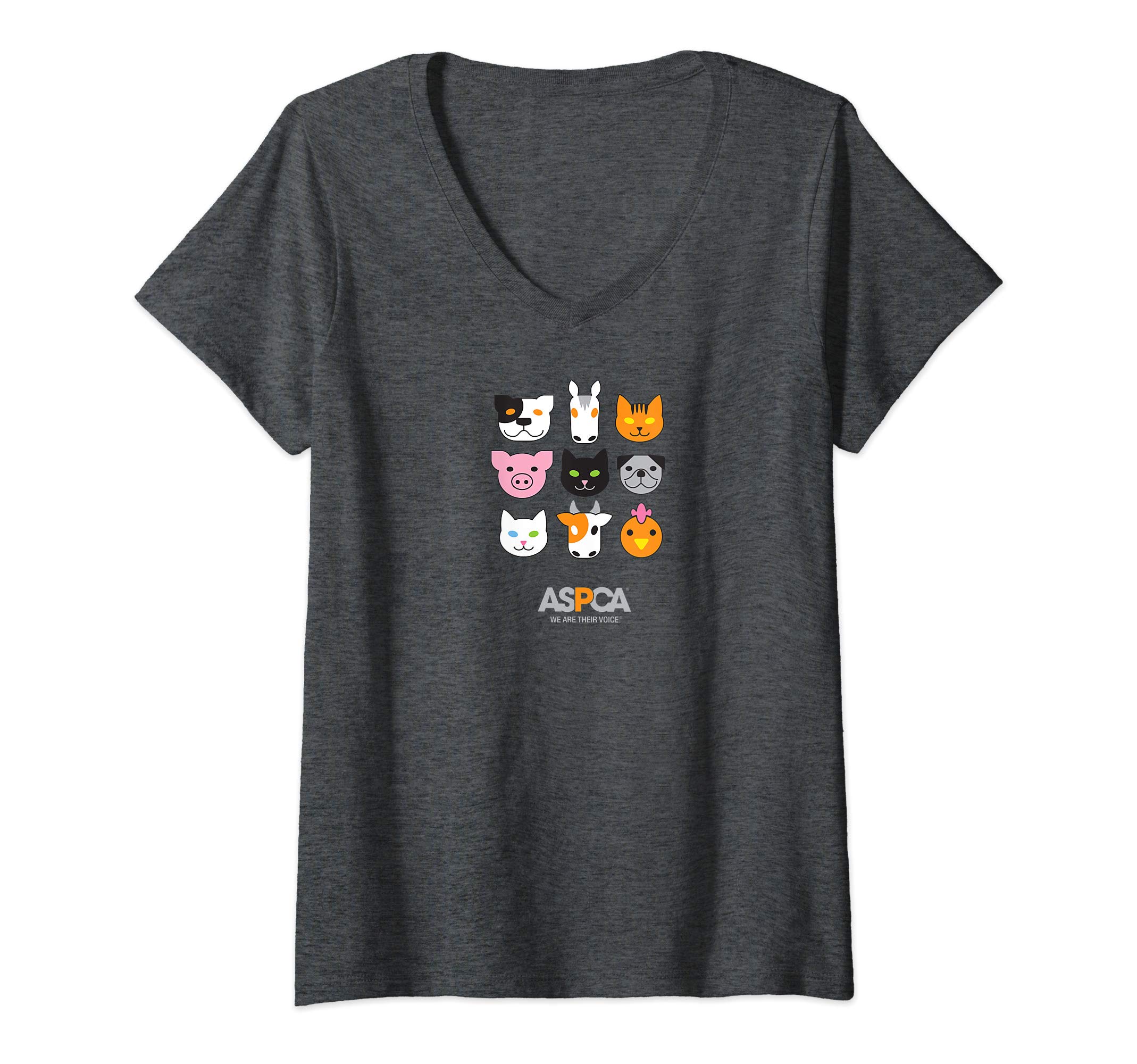 Womens ASPCA Animal Faces V-Neck T-Shirt