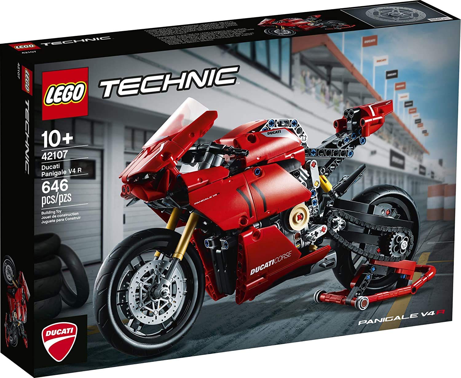 LEGOTechnic Ducati Panigale V4 R Motorcycle 42107 Building Set - Collectible Superbike Display Model Kit with Gearbox and Working Suspension, Fun for Adults, and Motorcycle Enthusiasts