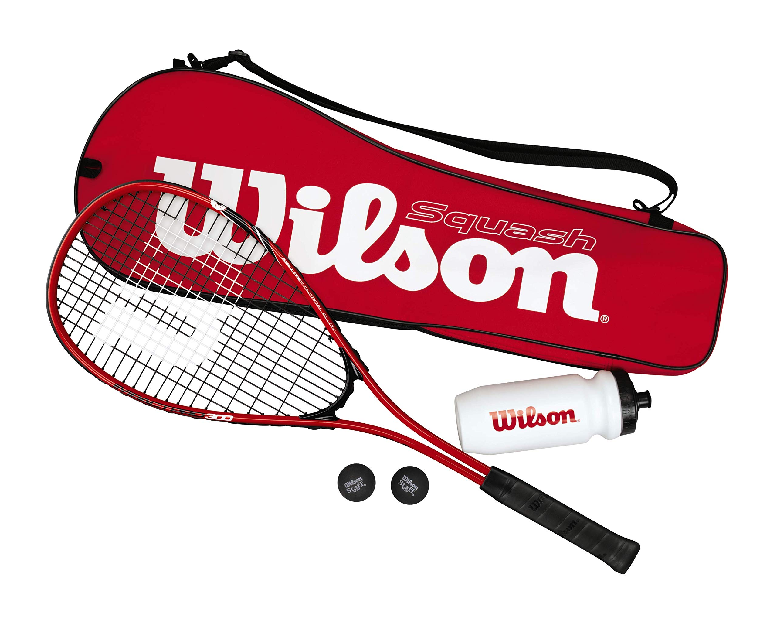 Wilson Squash-Set, Starter, Schläger, Bälle, Trinkflasche, Tasche, Damen/Herren, Starter Squash Kit (Verschiedene Optionen)