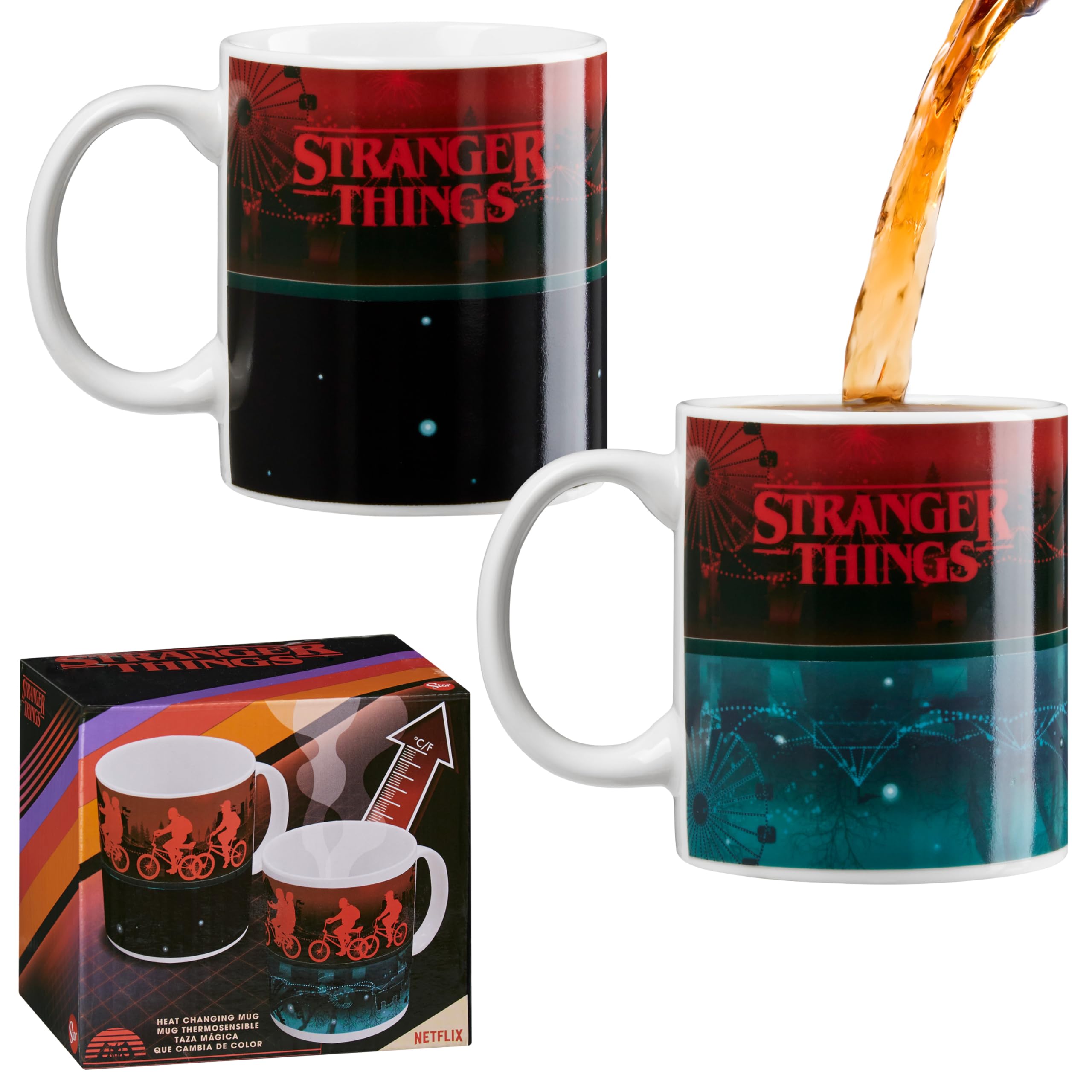 Stranger Things Coffee Mug Adults Teenagers 312ml Ceramic Heat Colour Changing Mug Gift Set - Official Merchandise