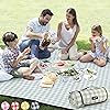 ZAZE Extra Large Picnic Outdoor Blanket, 80''x80'' Waterproof Foldable Blankets Gingham Picnic Mat for Beach, Camping Grass Lawn Park Accessories Cute Couple Gifts Ideas Wedding Registry(Green White)