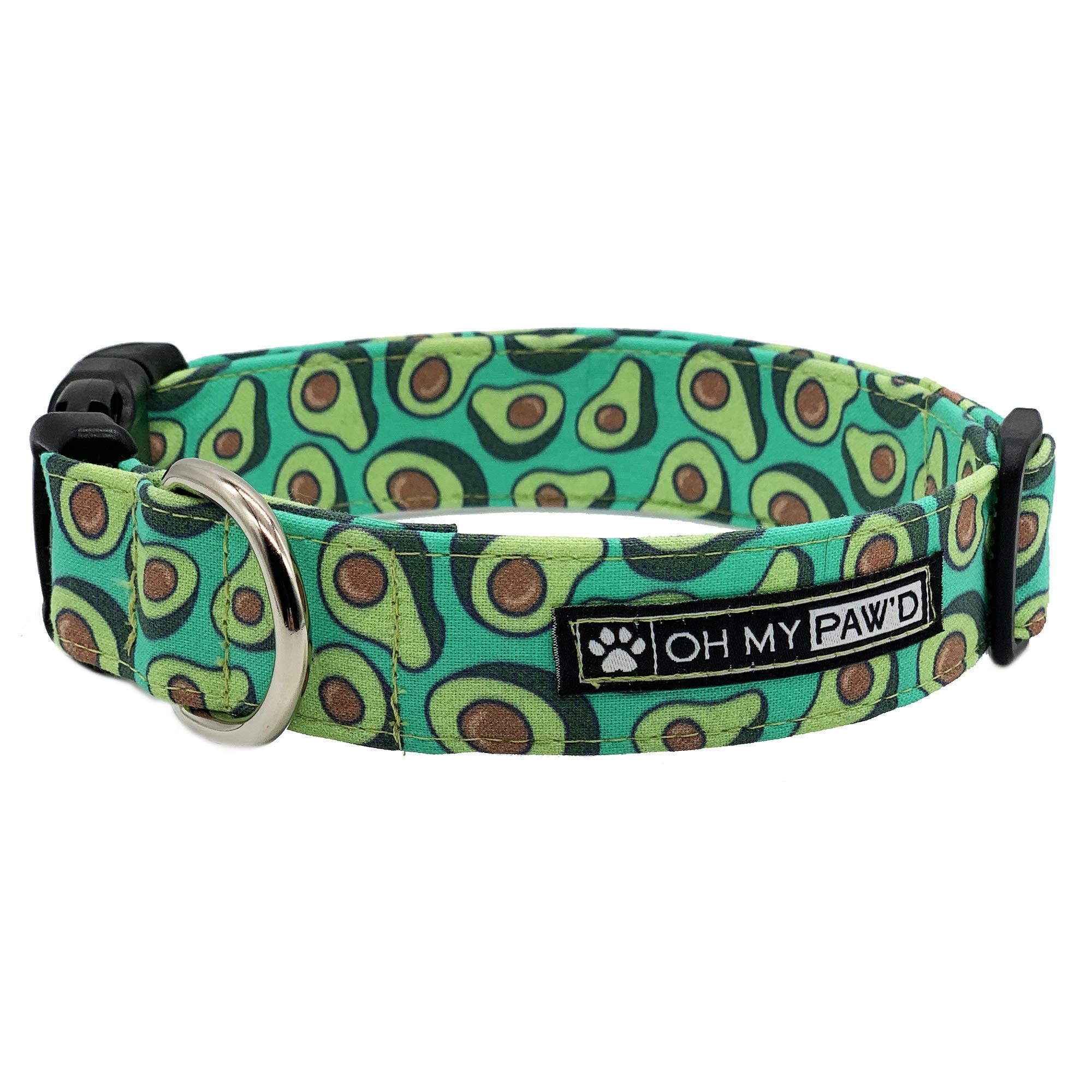 Avocado Collar for Pets Size Medium 3/4 Inch Wide and 13-20 Inches Long - Hand Made Dog Collar by Oh My Paw'd