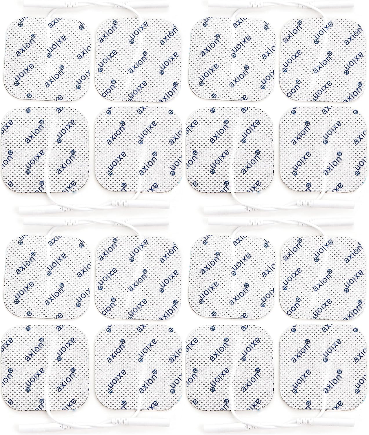 axionPack of 16 Electrodes. Square Self-Adhesive Pads 5x5cm for TENS EMS Units with 2mm Connection | Pads for Pain Treatment, Muscle Growth and Massage