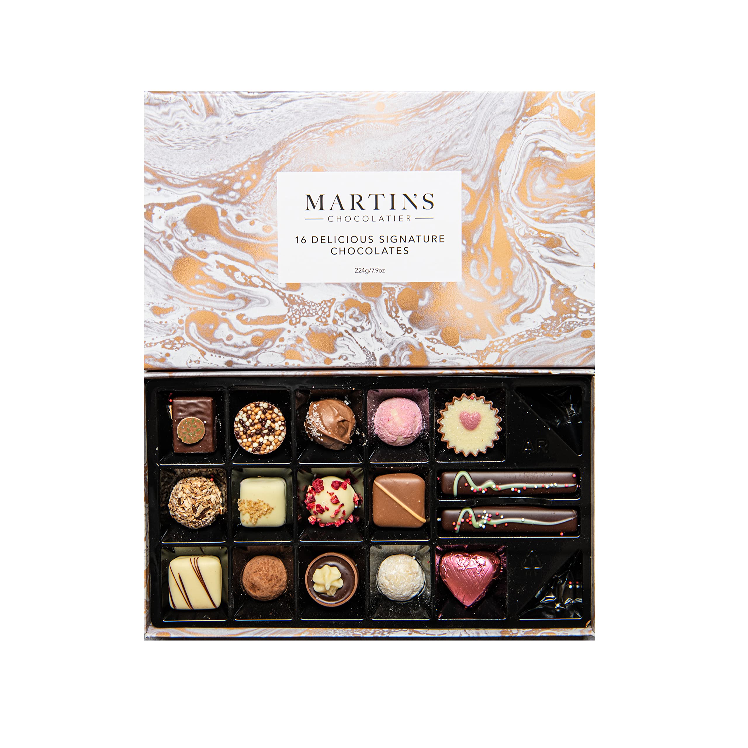 Martin’s ChocolatierSignature Artisan Collection | Luxury Chocolates Gift Box - 16 Chocolates | Milk, White, Dark Belgian Chocolate Gift for Christmas, Birthdays, Anniversary & Celebrations (224g)