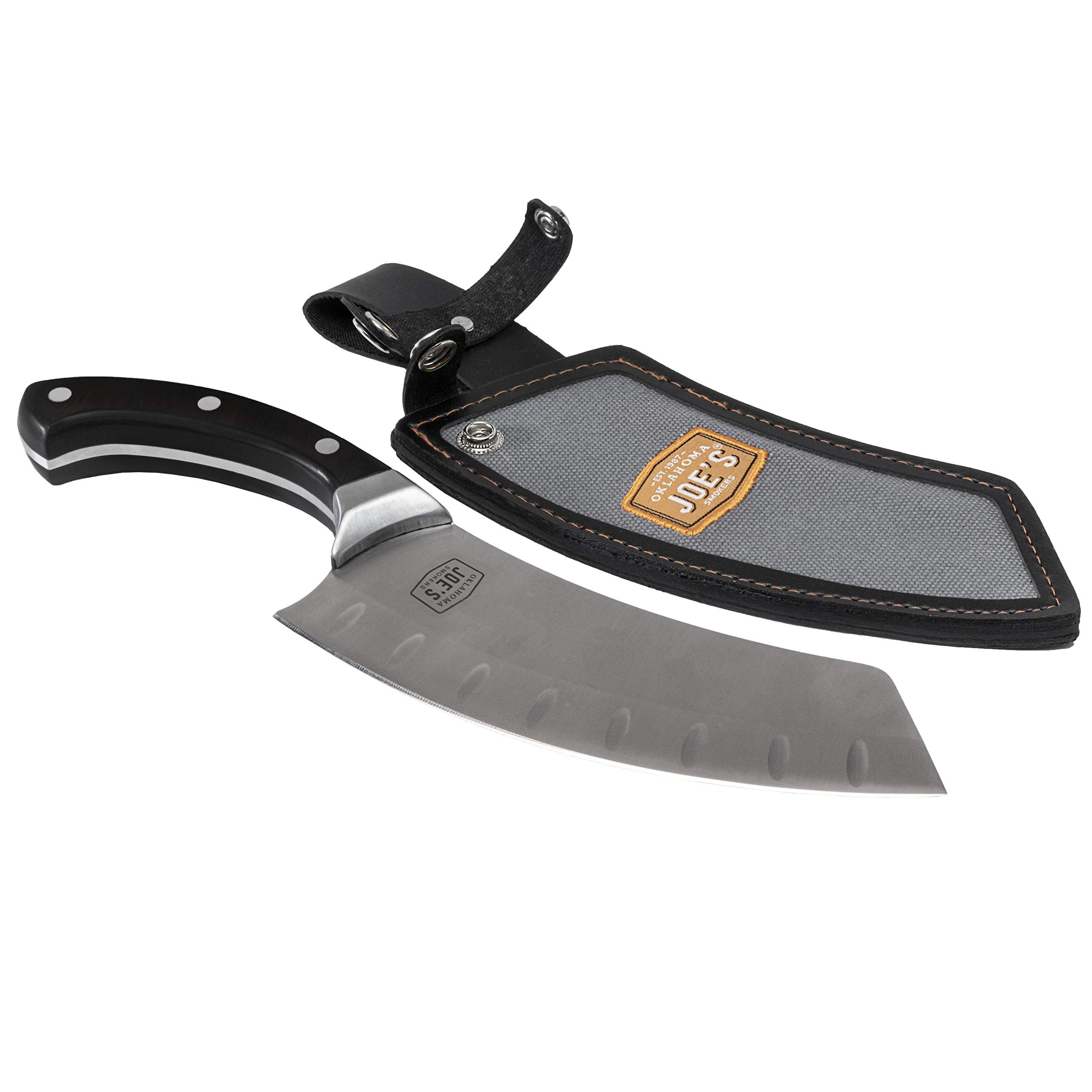 Oklahoma Joe's Blacksmith Cleaver & Chef Knife with Holster,Silver/Black