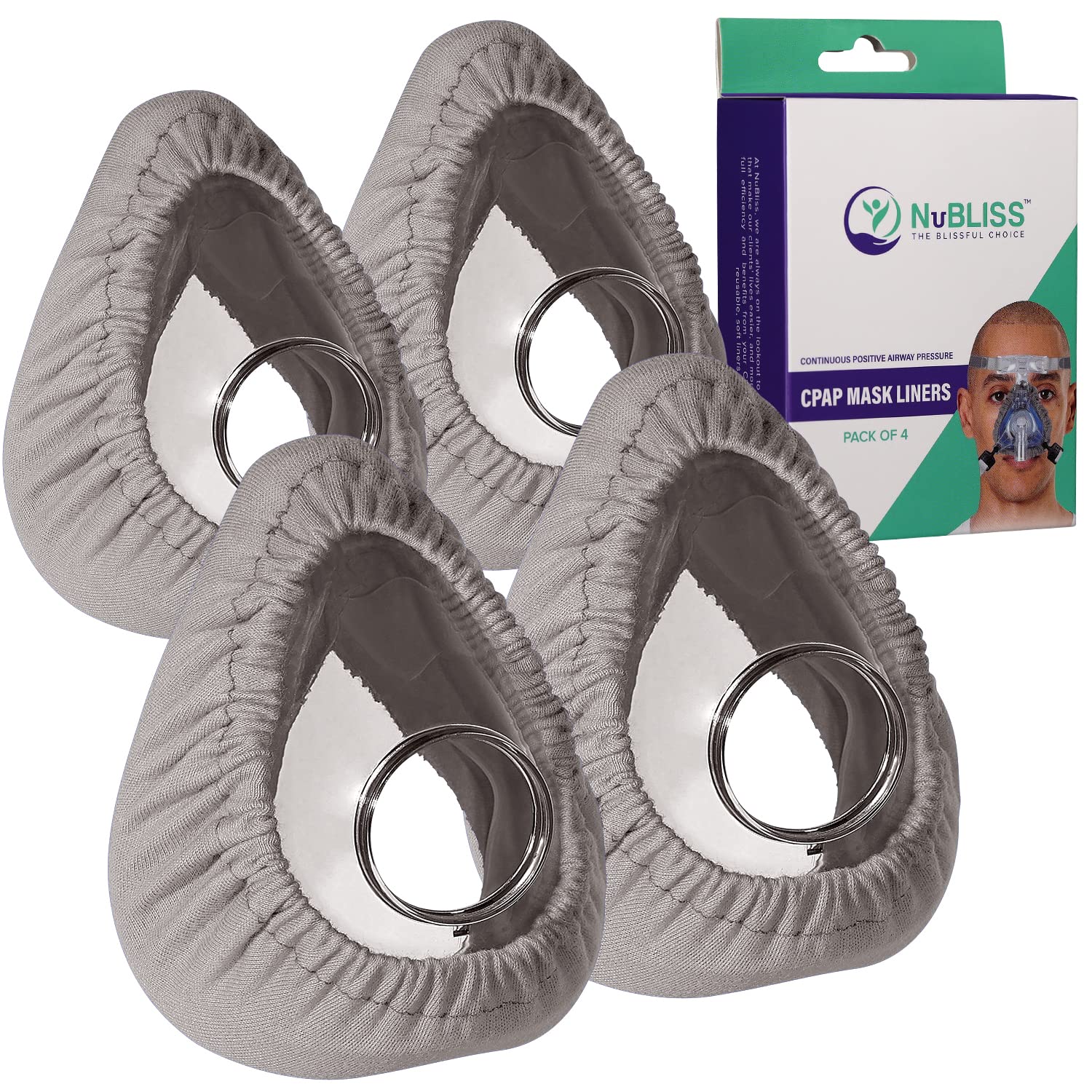 CPAP Mask Liners - FSA & HSA Eligible 4-Pack Soft Cushion Mask Cover Compatible with F20 & F10 Mask, A Variety of Nasal Masks, Mouth Masks, and Most Full Face Masks - Washable, Reusable, Lightweight