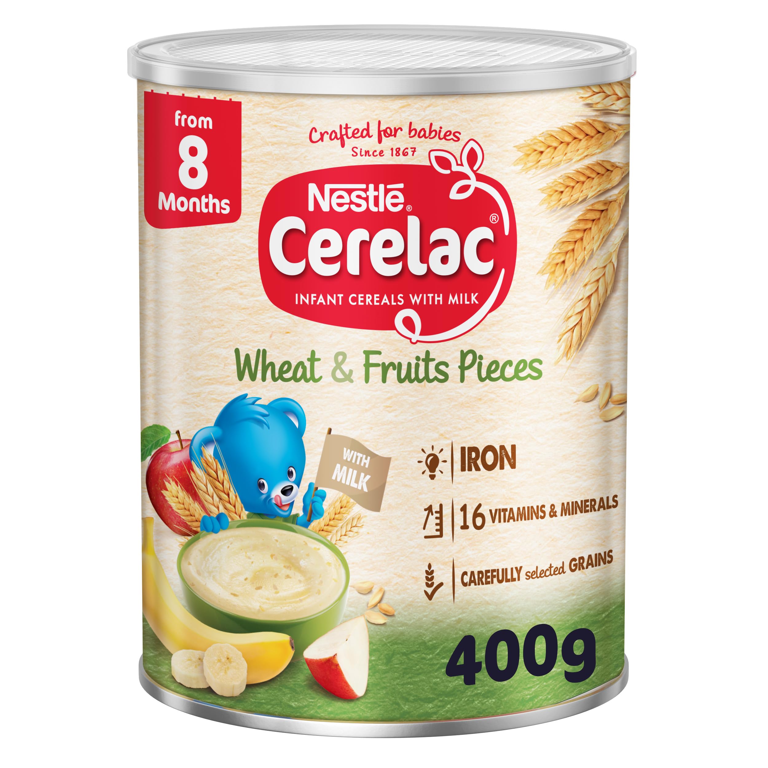 Cerelac Nestle Cerelac Infant Cereals With Iron + Wheat & Fruit Pieces From 8 Months 400g