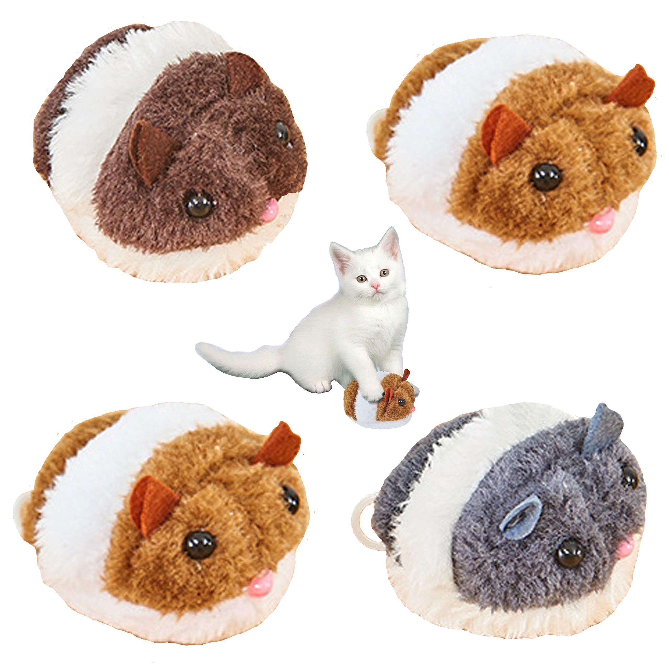 4PCS Vibrating Drawstring Mouse Cat Catching Mouse Toy Funny Cat Mouse Plush Cat Toy Jumping Mouse