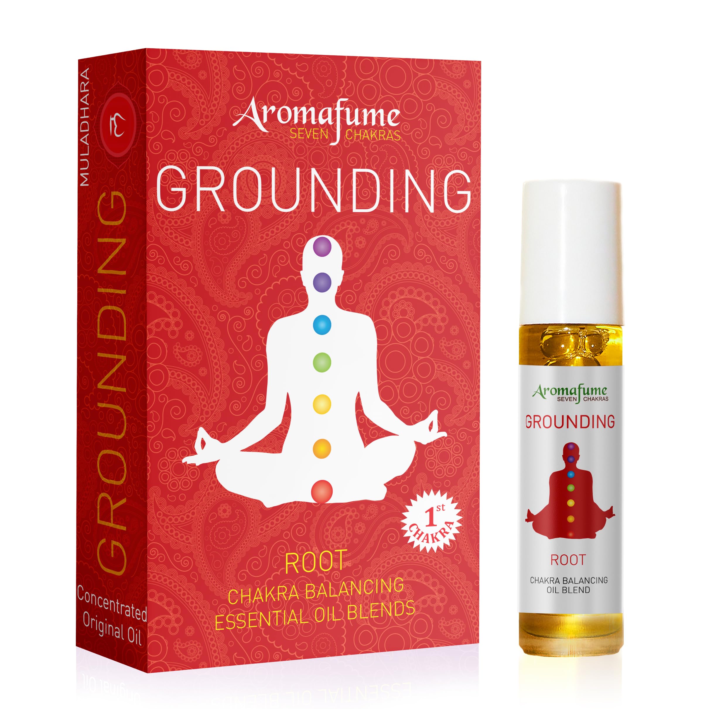 Root Chakra Essential Oil Roll-On Blend by Aromafume | 10ml/0.33 fl oz | Muladhara | Aromatherapy Oils for Chakra Balance | Patchouli Extracts | Chakra Incense for Meditation, Yoga, Reiki