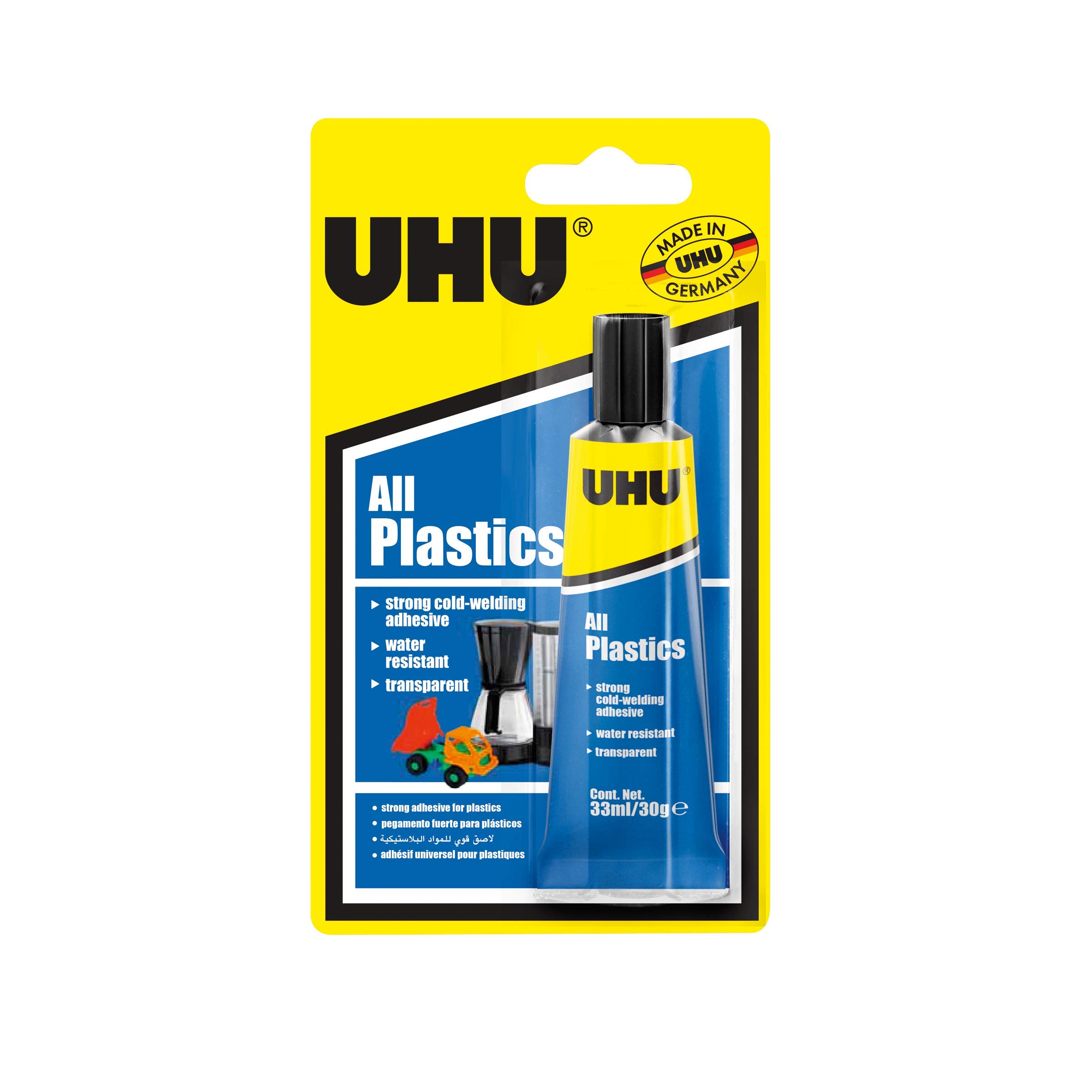 Uhu All Plastics Adhesive, Special Repair And Model Making Glue, 33 Ml, Tube, Transparent