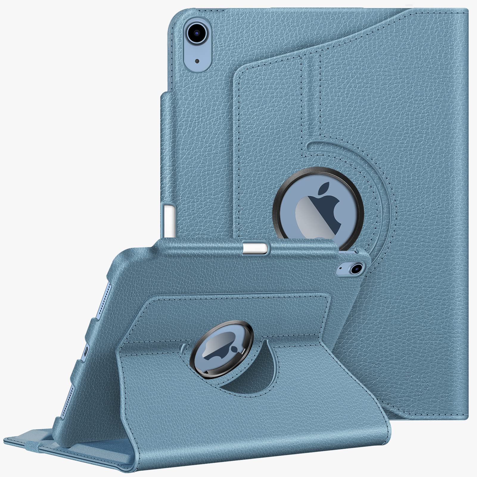 FINTIERotating Case Compatible with iPad 10th Generation (2022 Model) 10.9 Inch - 360 Degree Swivel Protective Stand Cover with Pencil Holder, Auto Wake/Sleep, Ocean Blue