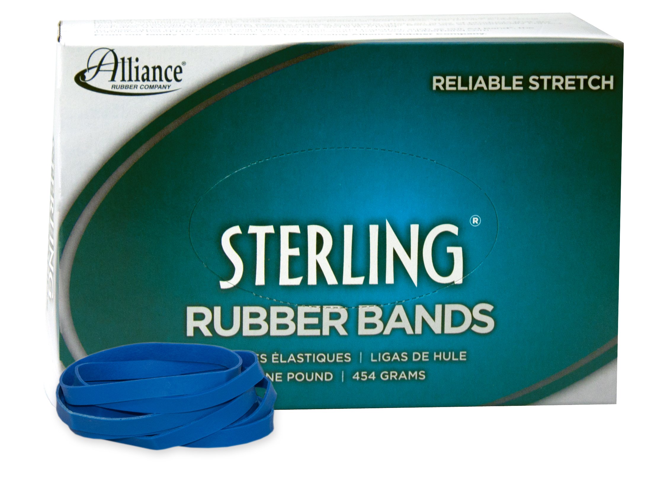 Alliance Rubber 44645 Sterling Rubber Bands Size #64, 1 lb Box Contains Approx. 425 Bands (3 1/2 x 1/4 Inches , Blue)