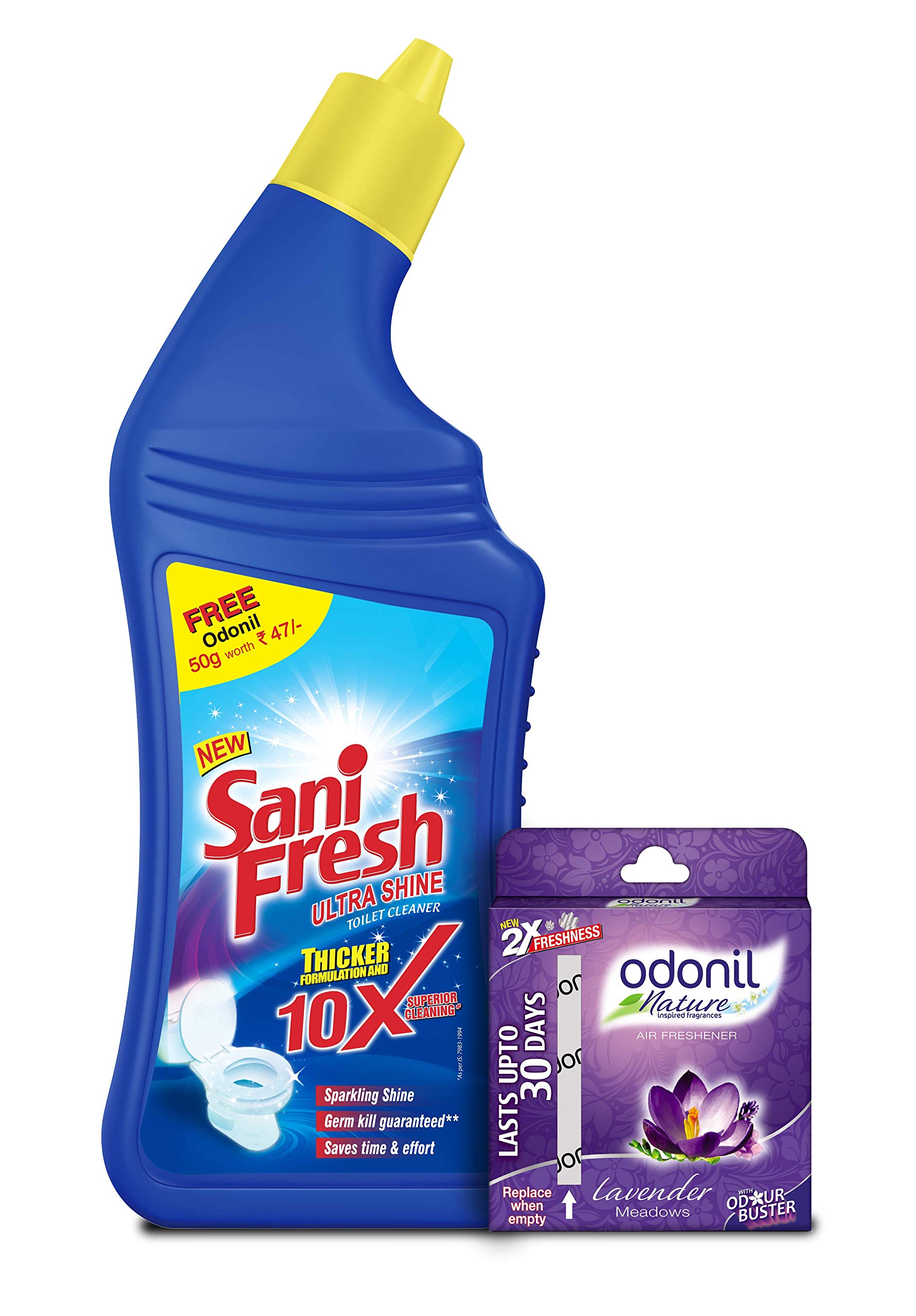 Sanifresh Shine Toilet Cleaner - 500 ml with Free Odonil Air Freshner - 50 g