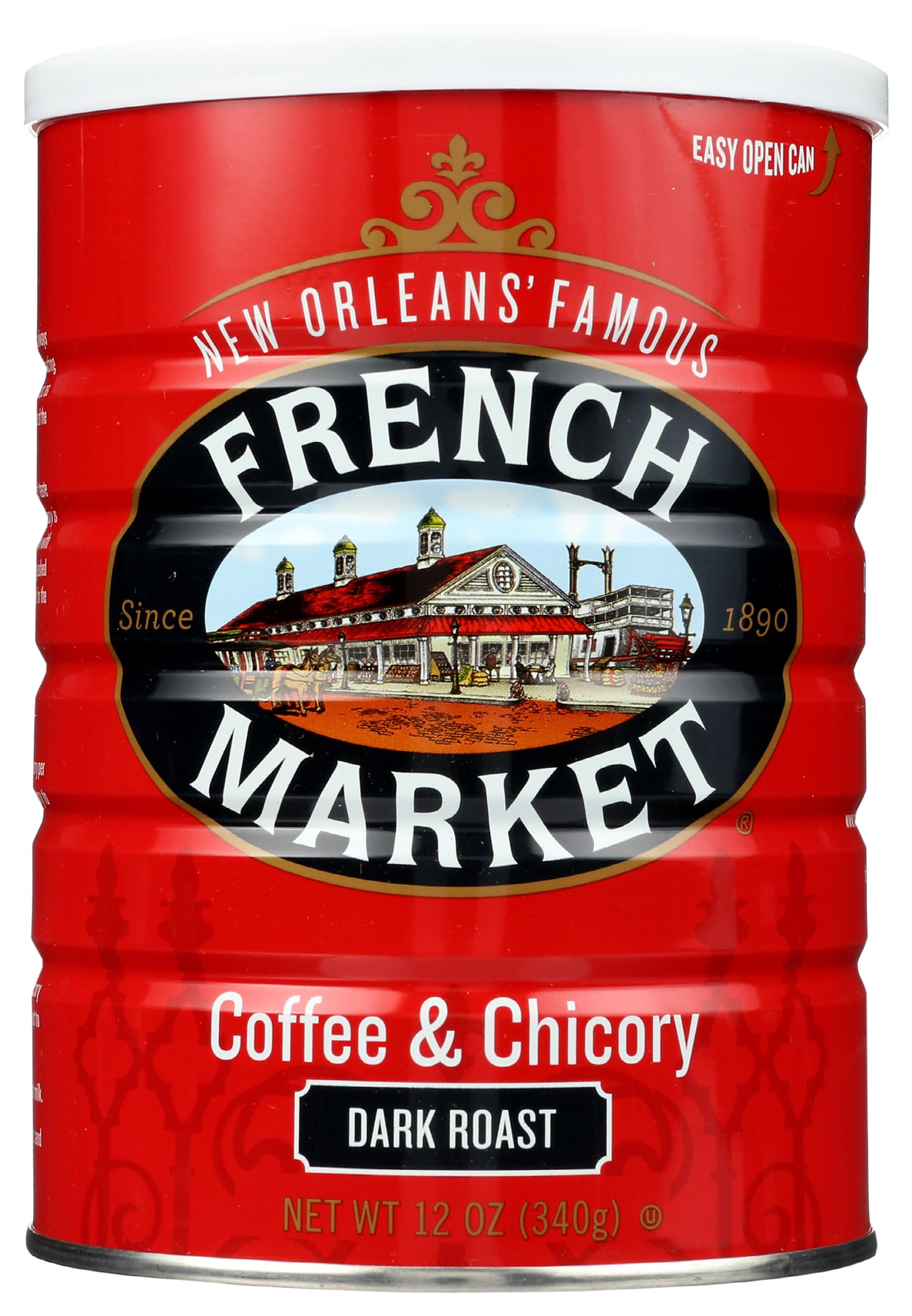 French Market Coffee & Chicory Dark Roast Ground Coffee, 12oz Can (Pack of 1)