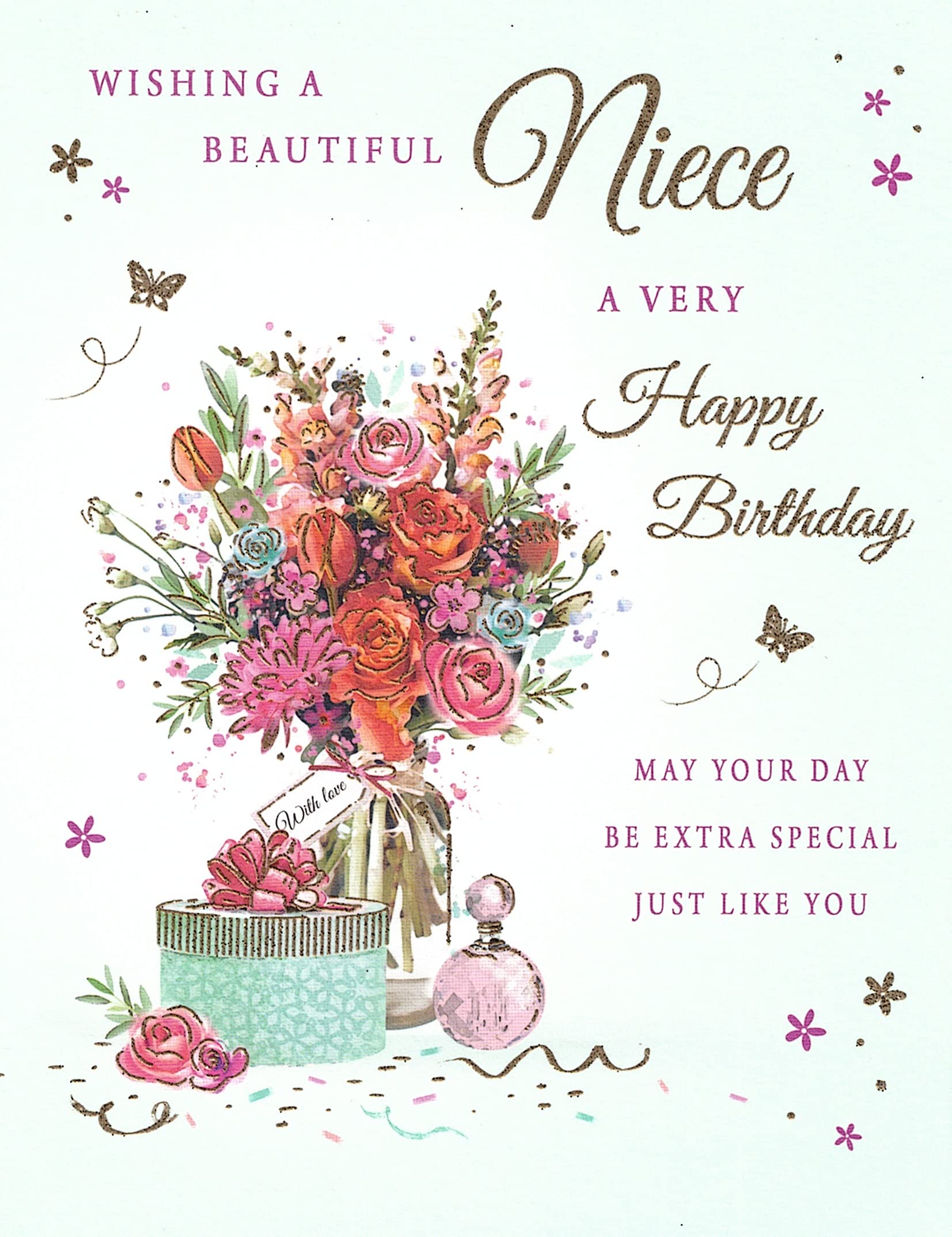 Wishing A Beautiful Niece A Very Happy Birthday Card - Size 6" X 8"