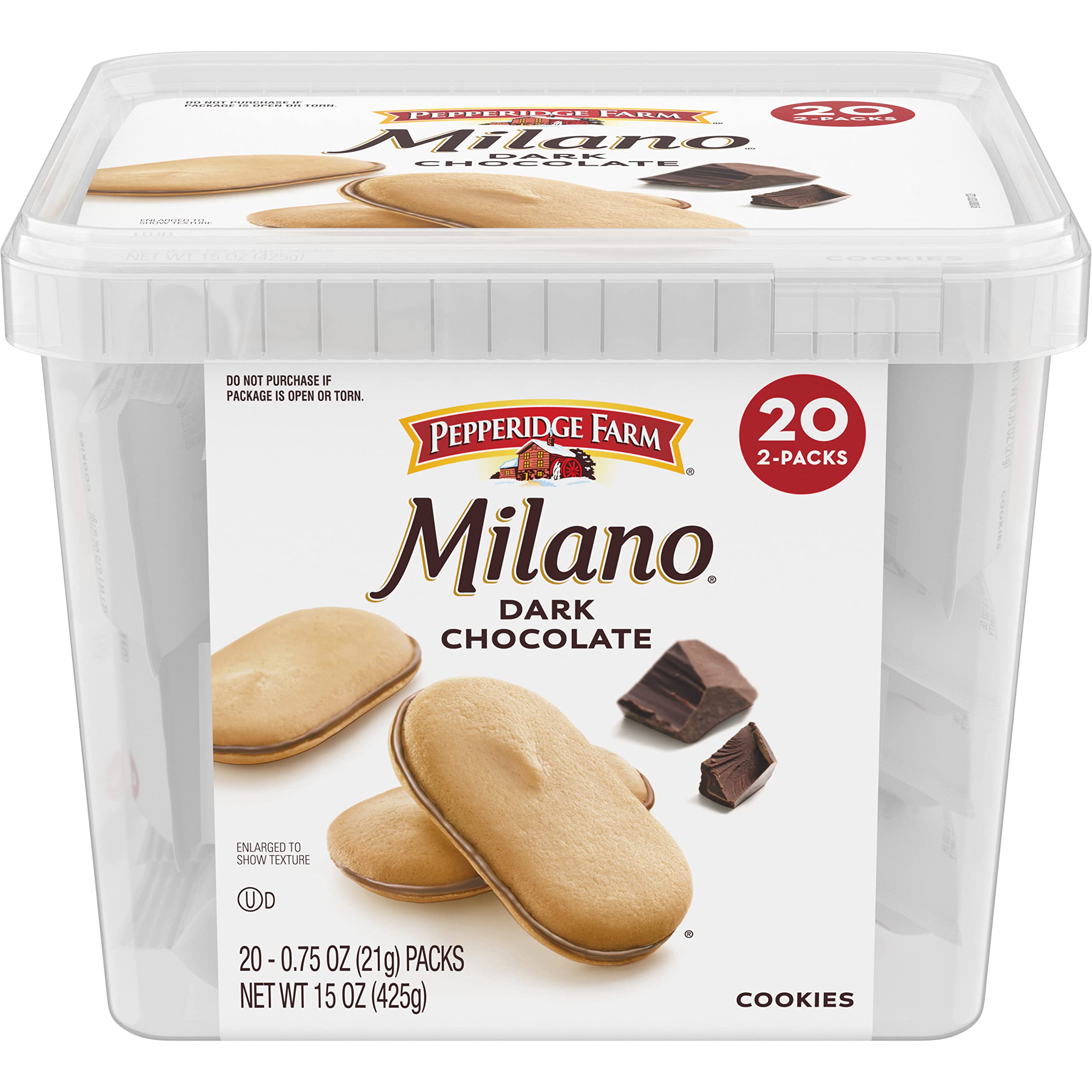 Pepperidge FarmMilano Cookies, Dark Chocolate, 20 Packs, 2 Cookies per Pack