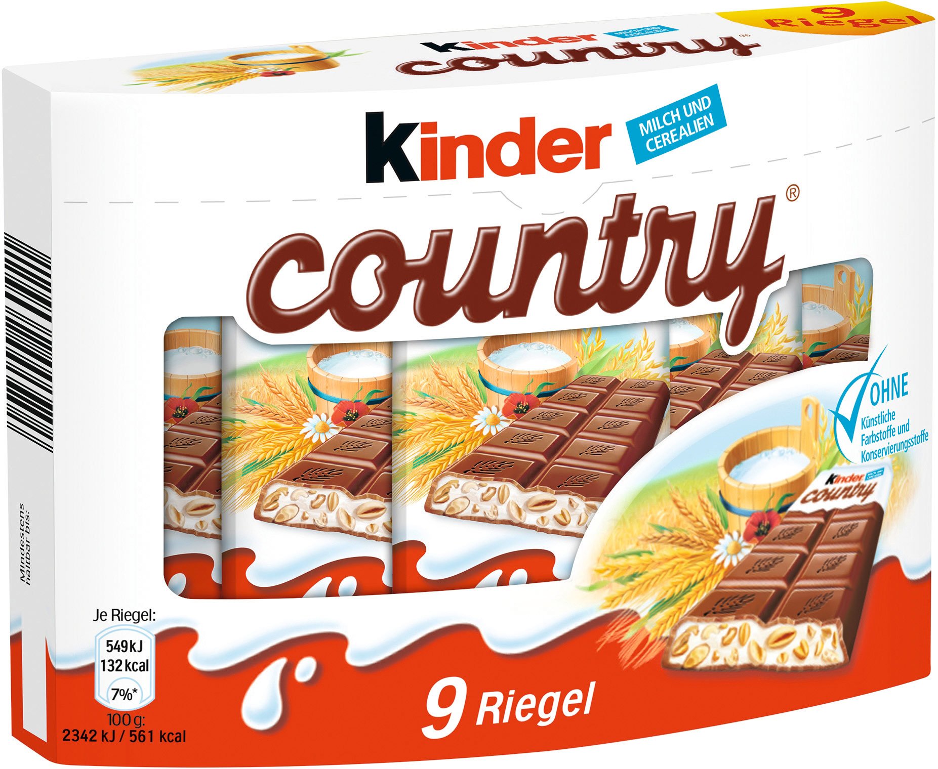 KinderCountry Milk Chocolate with Rich Milk Filling (9's), 211.5grams