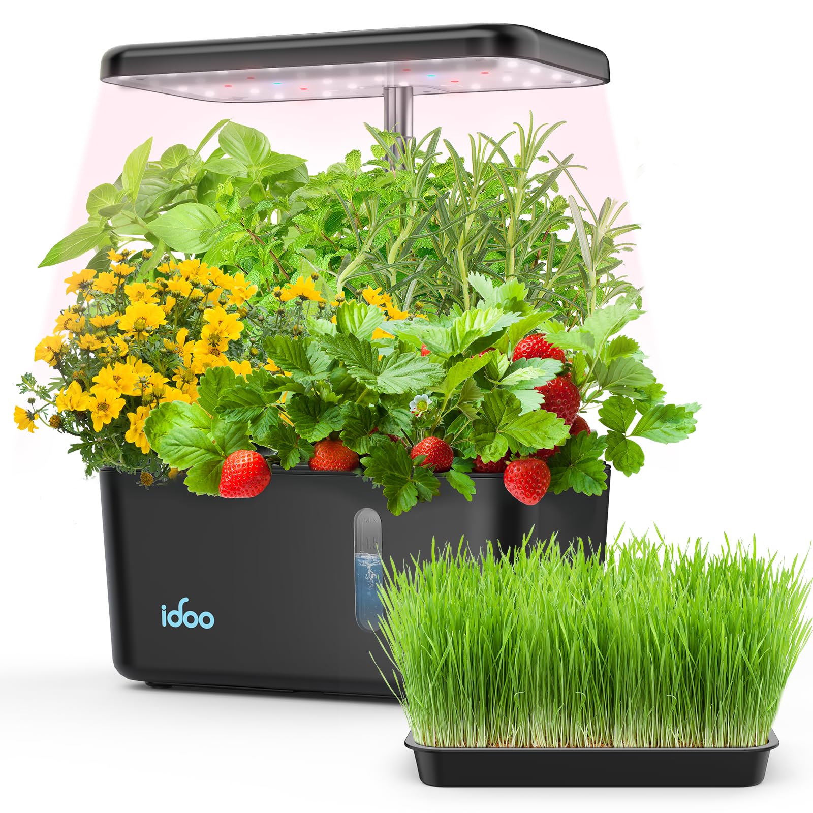 iDOOHydroponics Growing System, 5-pod Indoor Herb Garden Features LED Growth Light, Smart Garden with Auto Timer, Sprouter Tray, Pump, Hydroponic Growing Kit Up to 11.81", Plant Gifts for All