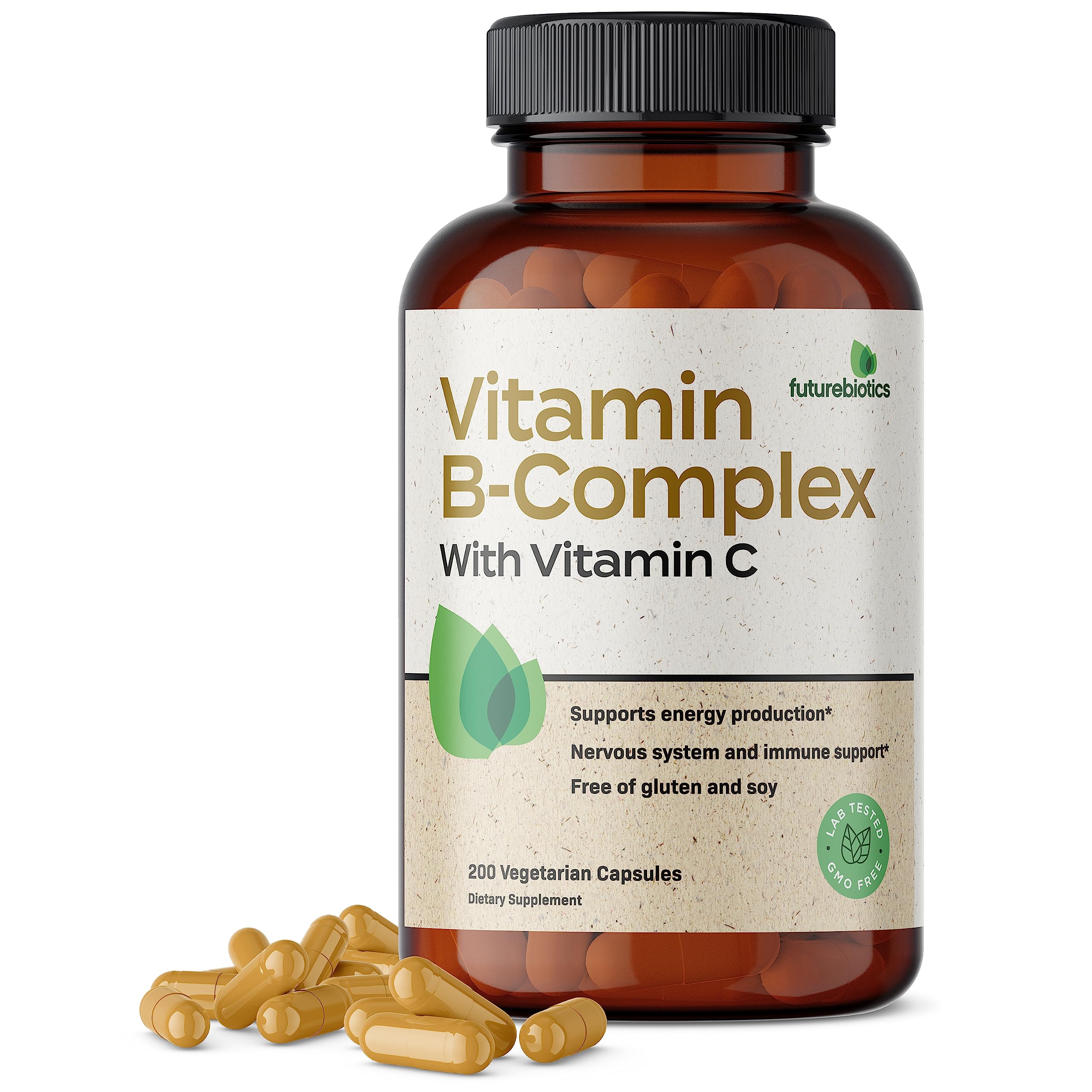 FuturebioticsVitamin B Complex with Vitamin C Supports Energy Production, Nervous System & Immune Support - Non-GMO, 200 Vegetarian Capsules