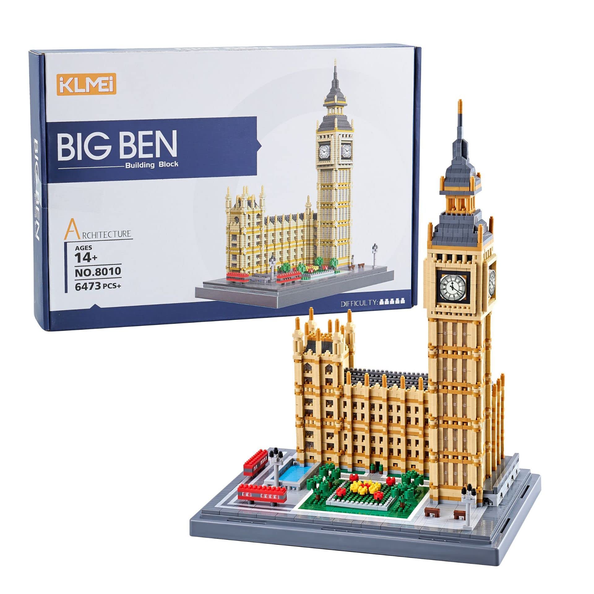 FULHOLPE Big Ben Model Building Blocks Kit, 6473 Pieces Landmark Architecture Mirco Bricks Model Set, Nano Blocks London Clock Tower Construction Toy Not Compatible with Major Brands