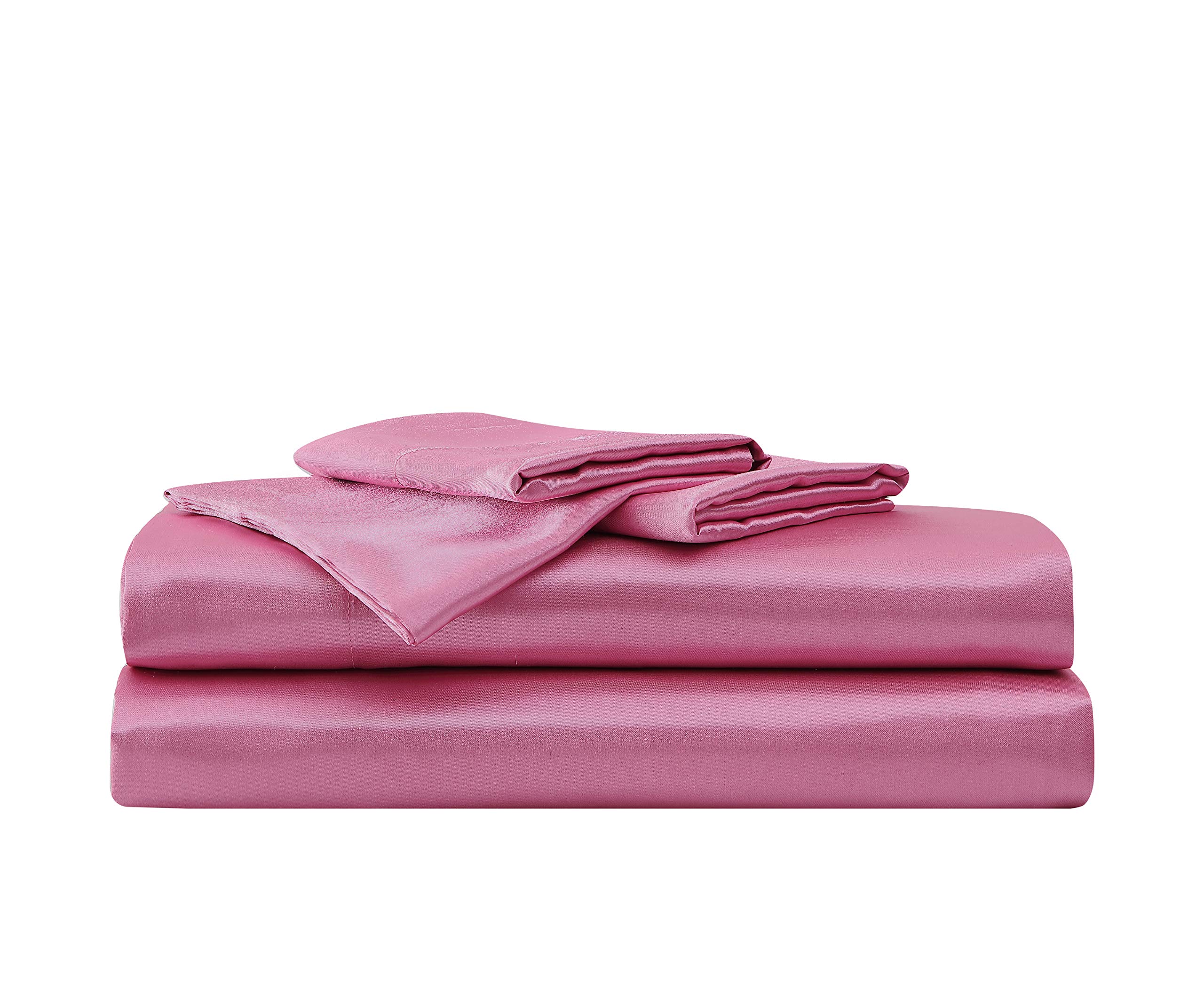 Betsey JohnsonKing Sheets, Luxurious Satin Bedding Set, Smooth & Silky Home Decor (Pink, King)