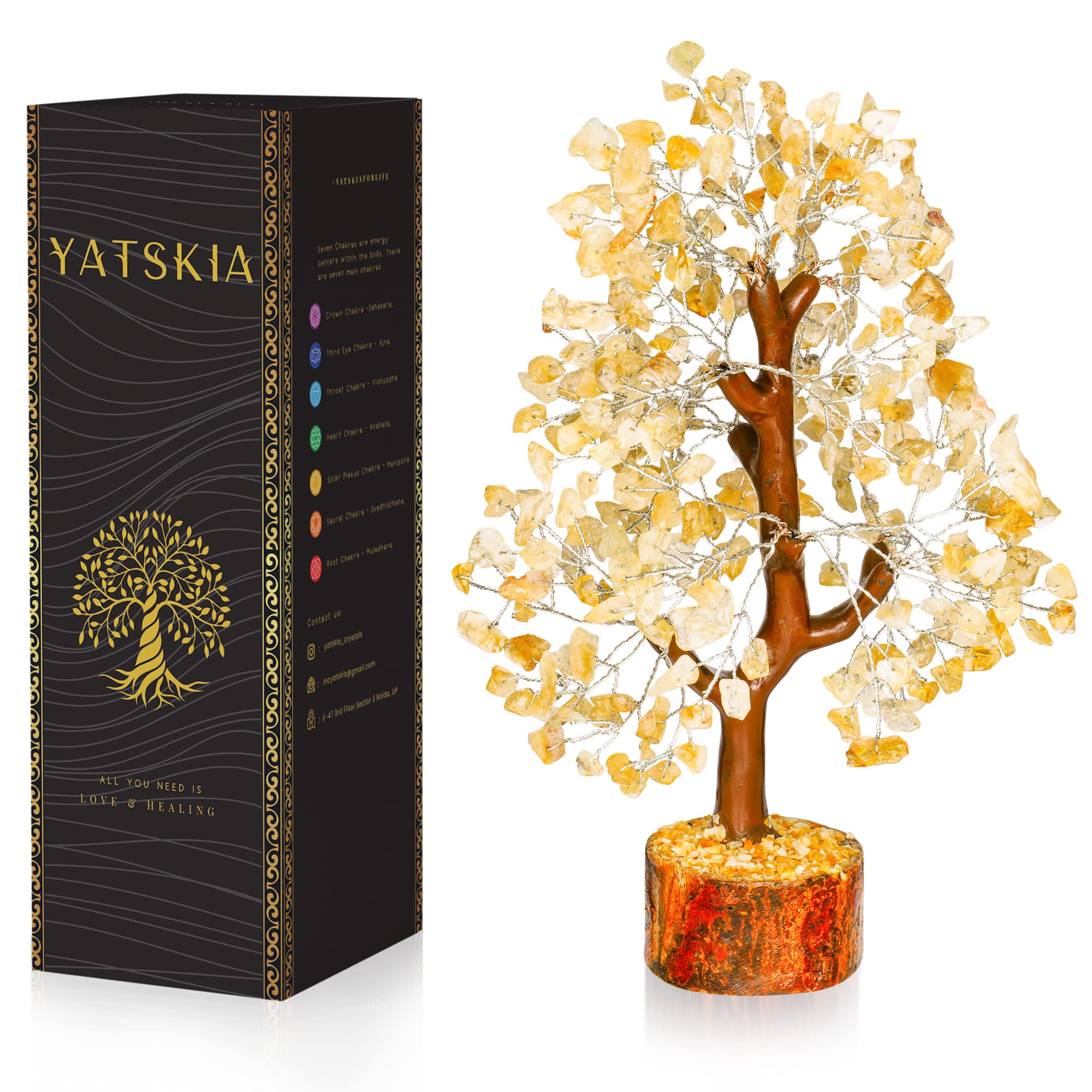 YATSKIA Citrine Crystal Stone - Crystals Tree, Gem Tree, Bonsai Trees, Tree for Home, Crystal Tree of Life, Meditation Accessories, Fake Bonsai, Crystal Tree for Positive Energy