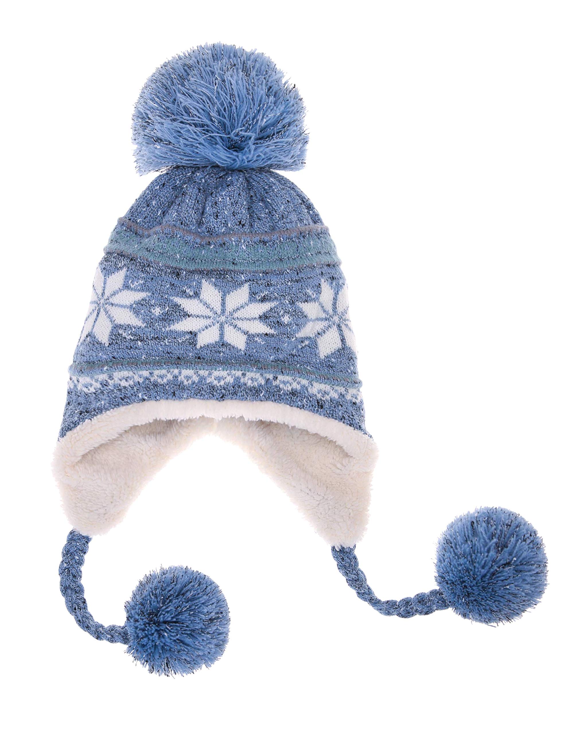 Dosoni Women Girl Winter Hats Knit Soft Warm Earflap Hood Cozy Large Snowflake Beani