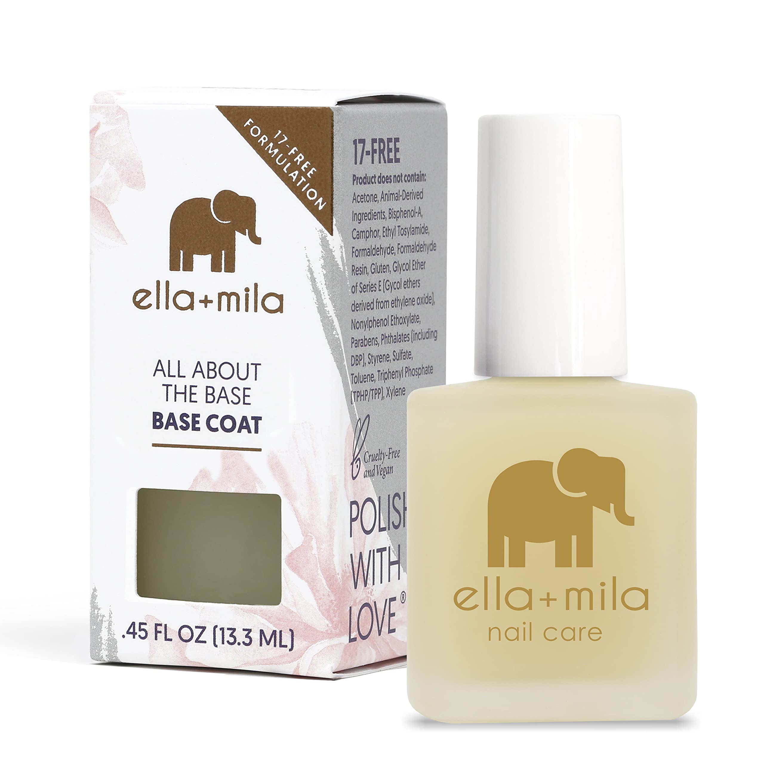 ella+mila"All About the Base - Coat Nail Polish - Long-lasting Ridge Filler Base Coat - Nail Care that Helps Smooth & Fill Natural Nails (0.45 fl oz)