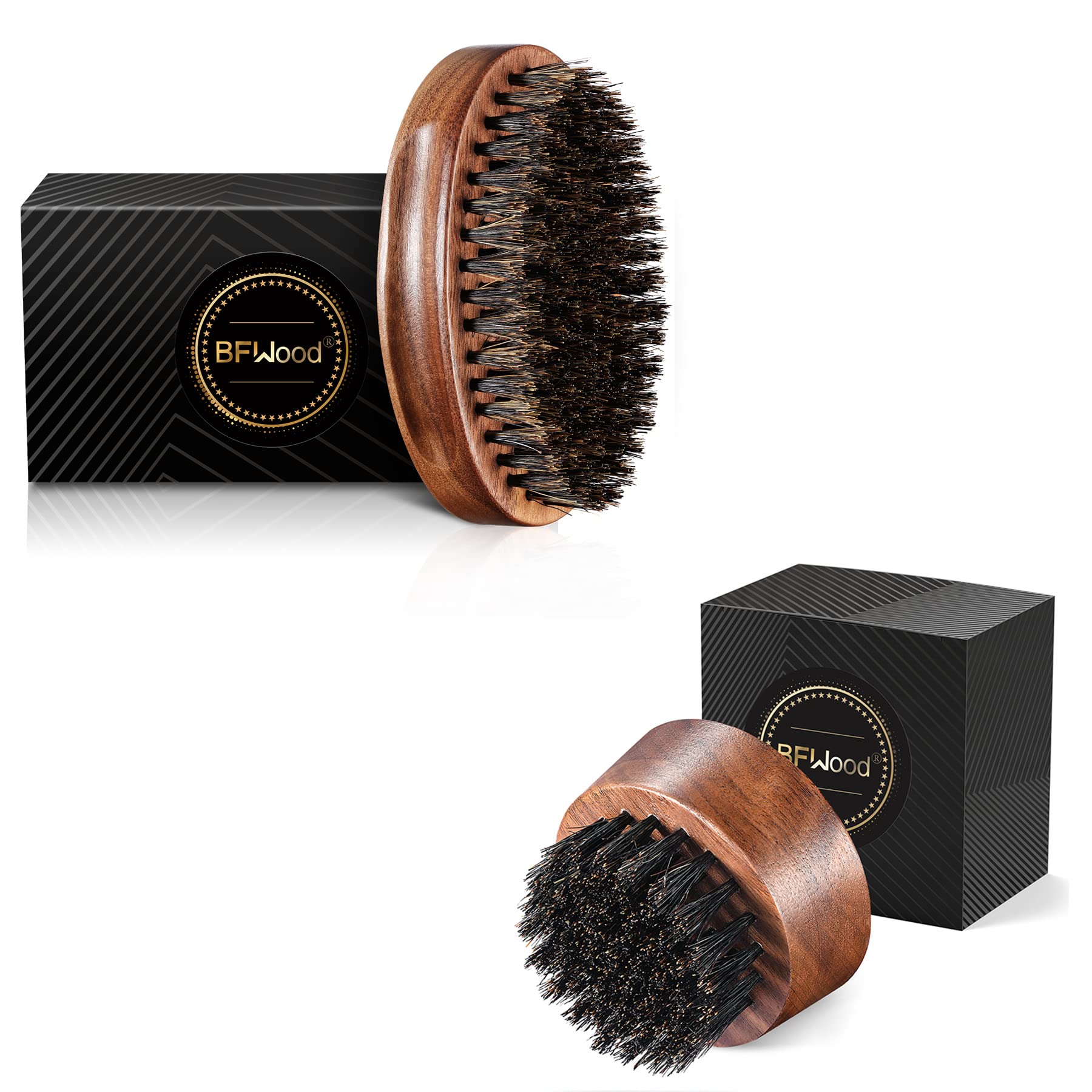 BFWoodBoar Bristle Beard Brush for Men - Black Walnut Wood