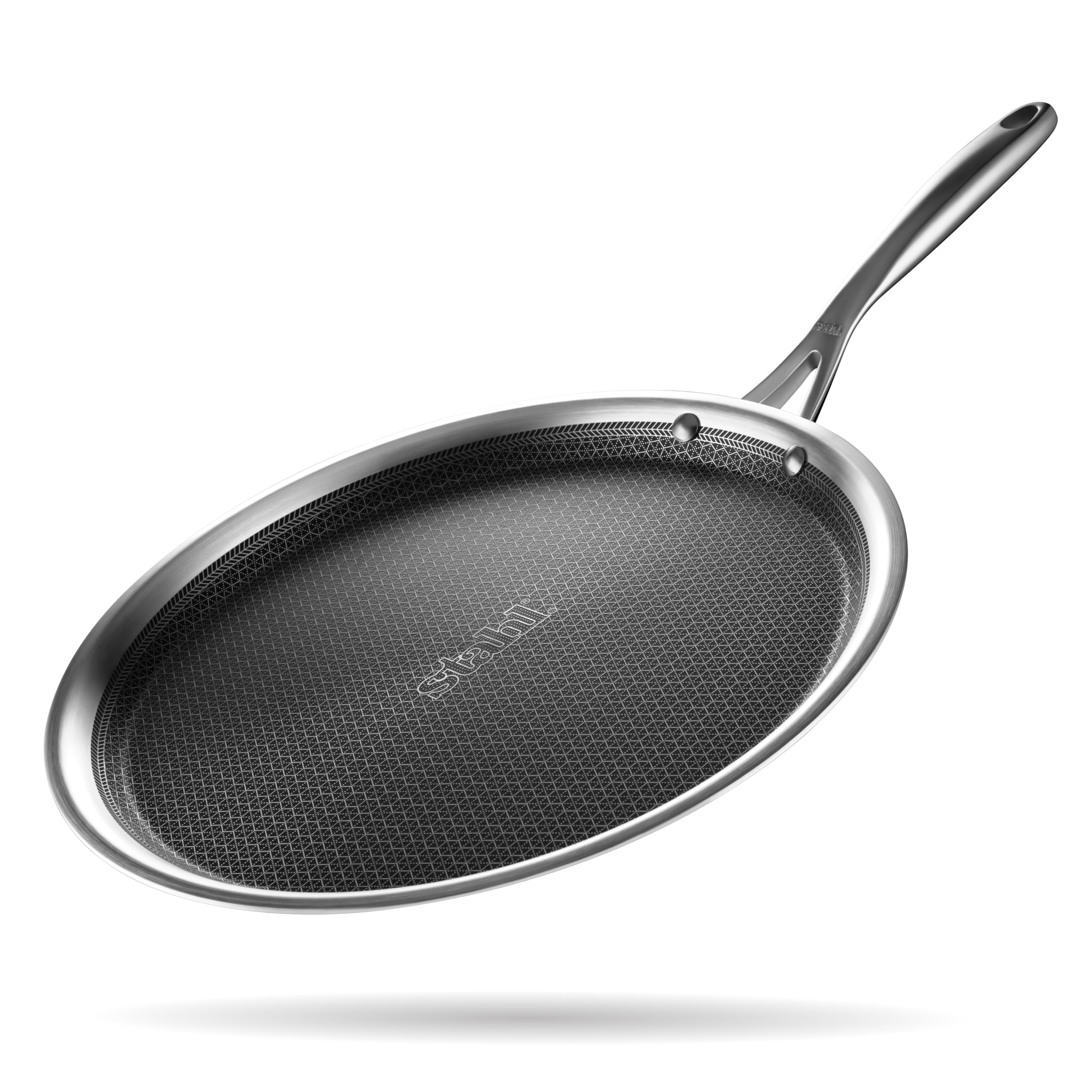 Stahl Artisan Hybrid Triply Dosa Tawa, Dosa Tawa with Induction Base, Non Stick Pan, Stainless Steel Scratch Resistant Dosa Tava, 28 cm