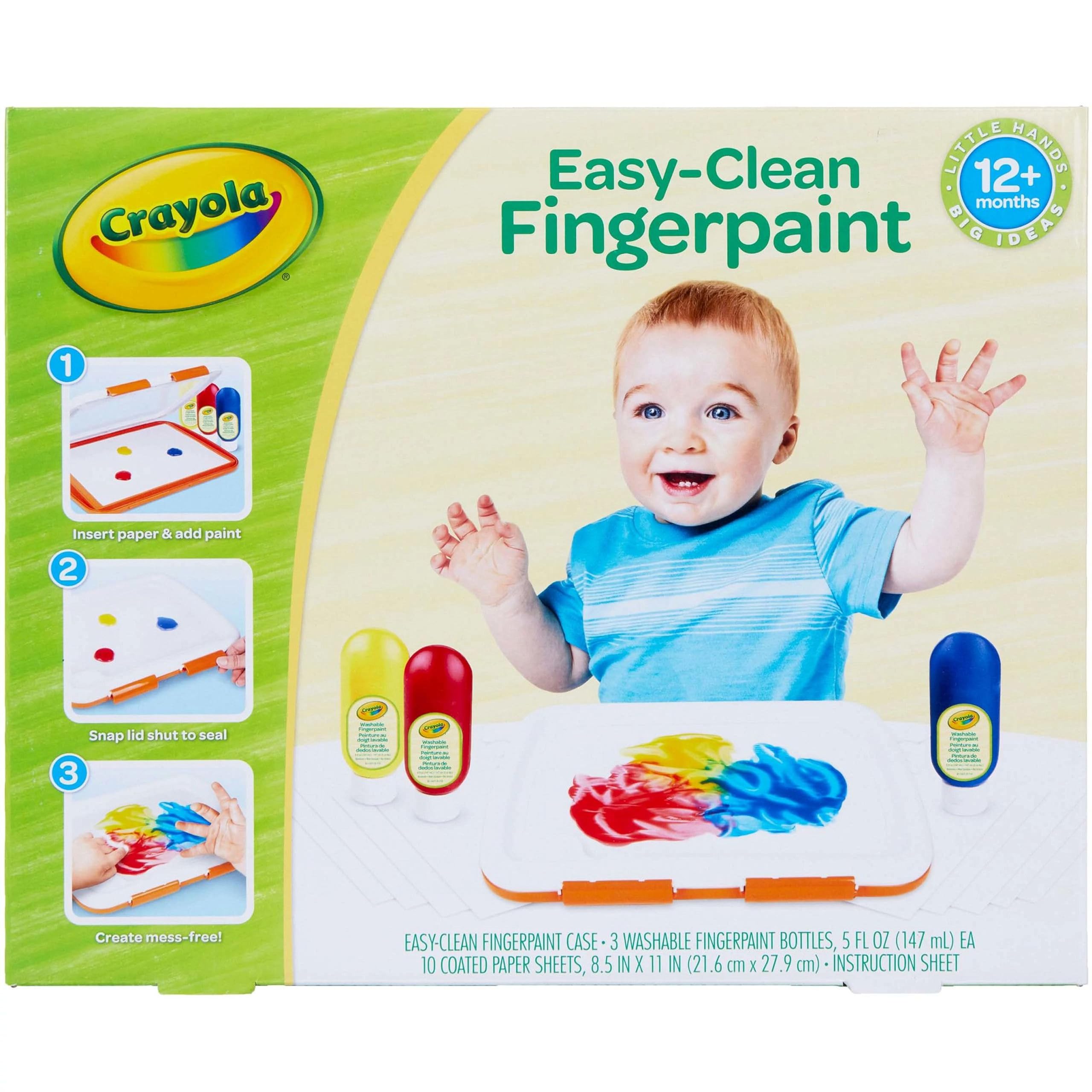 CrayolaWashable Finger Paint Station, Less Mess Finger Paints for Toddlers, Sensory Toy, Toddler Activity, Holiday Gift for Toddlers