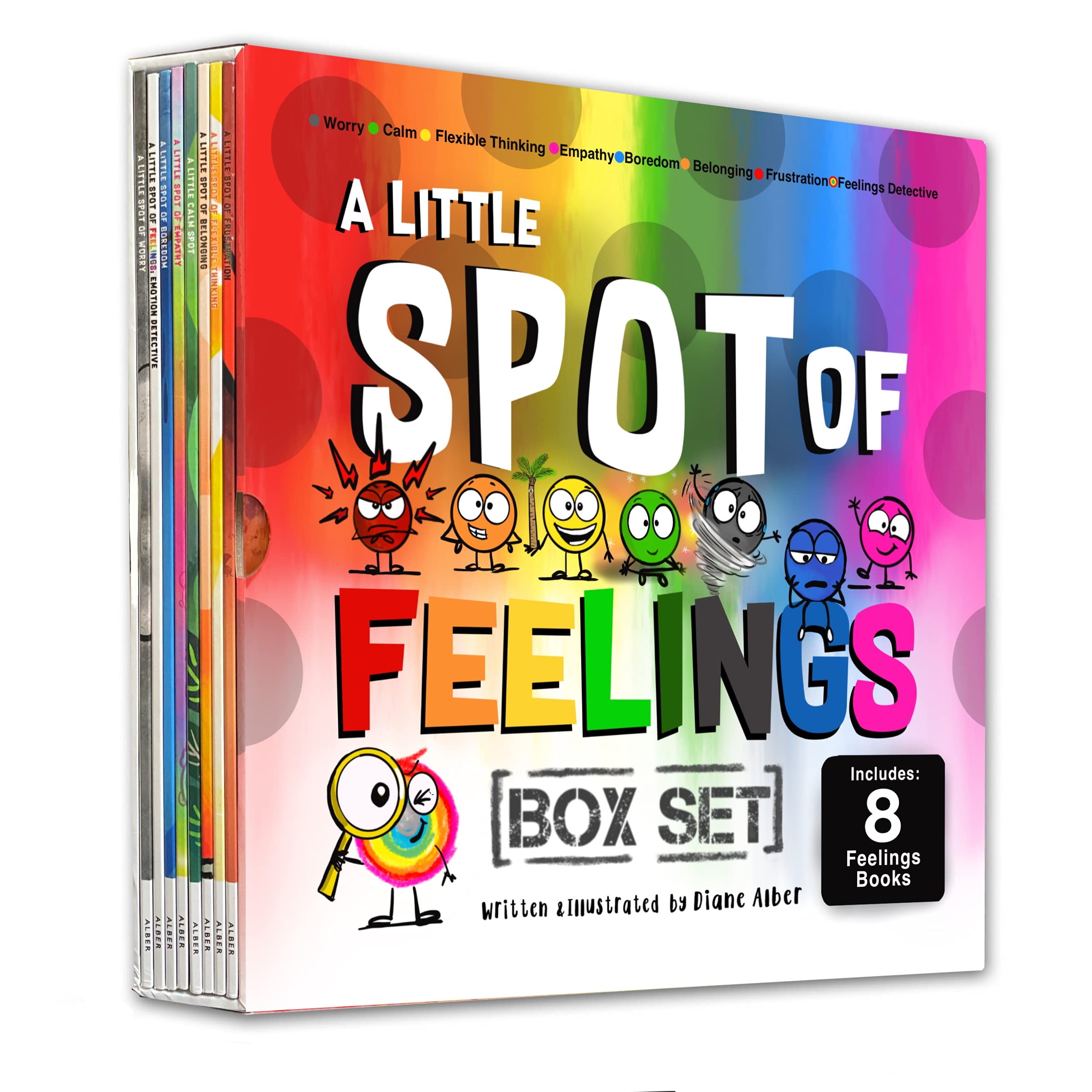 A Little SPOT of Feelings 8 Book Box Set (Book 25-32: Empathy, Frustration, Calm, Belonging, Worry, Boredom, Flexible Thinking, & Feelings Detective) Paperback – August 14, 2021