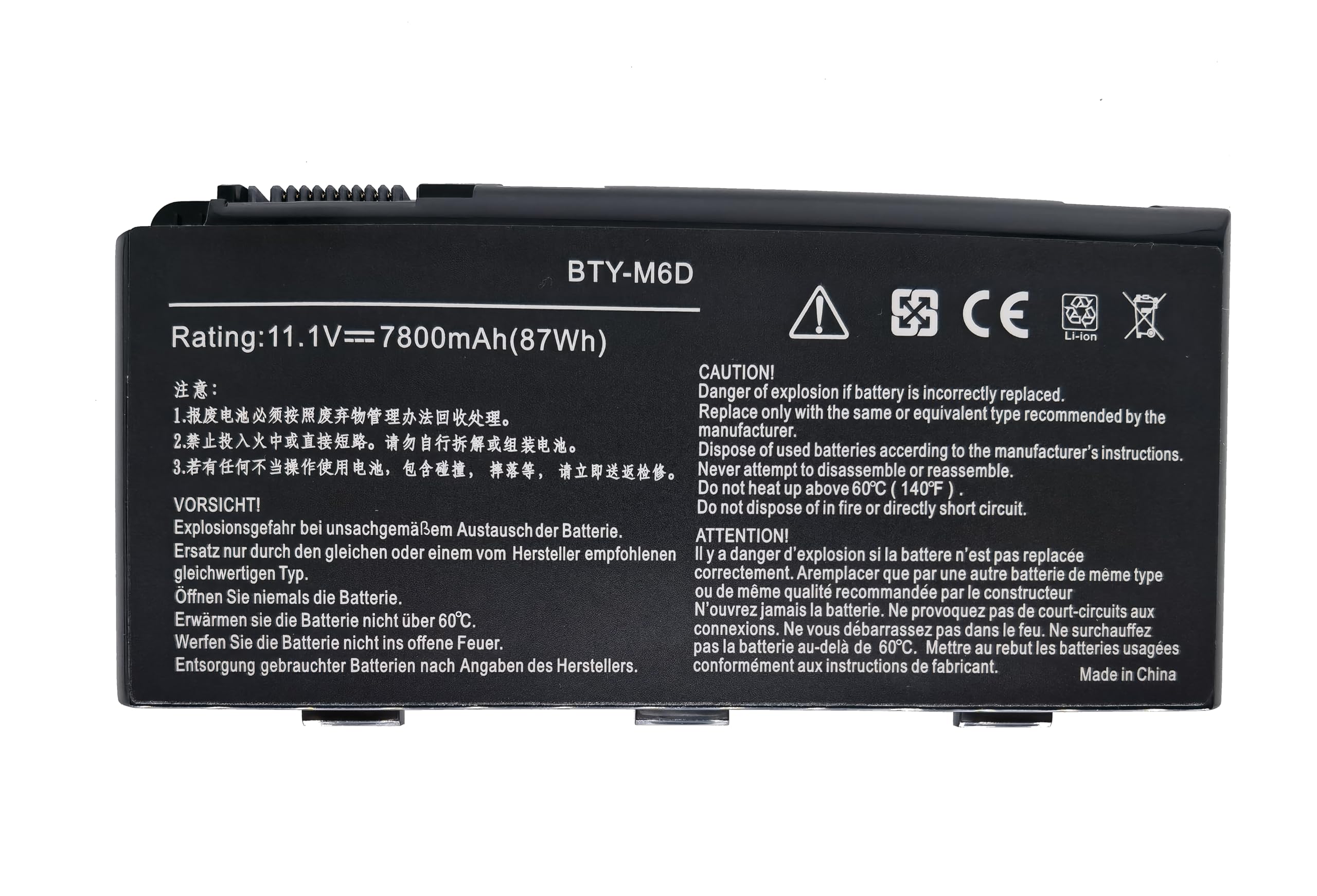 New BTY-M6D Replacement Laptop Battery Compatible with MSI GT60 GX60 GT70 GT660 GX660 GT680 GX680 GT780 GT780R GT663R GT660R GT680DXR GT680DX Series(7800mah 11.1V)