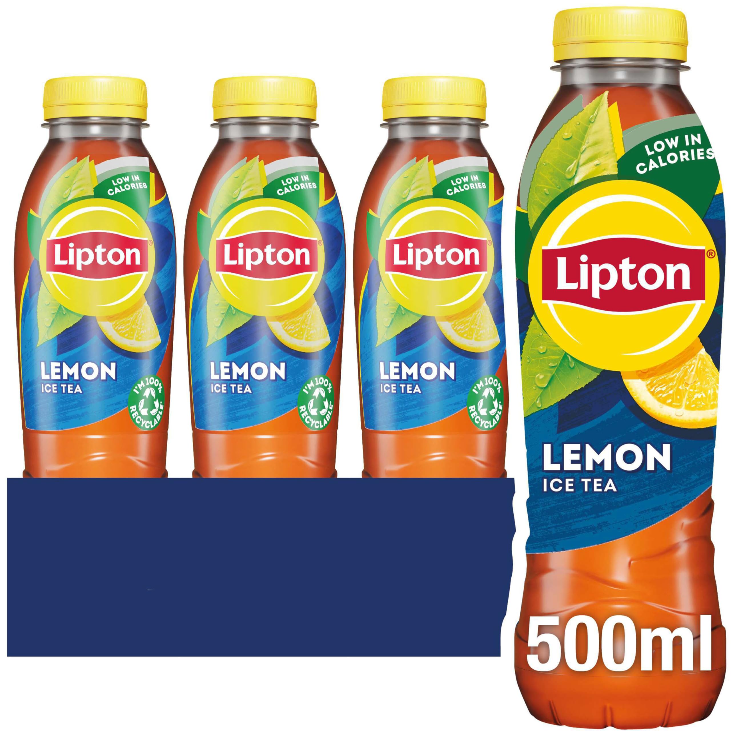 Lipton​ Lemon Bottled Ice Tea 500 ml​ (Pack of 24), Low Calorie​ Soft Drink​, 100% Black Tea Extract​