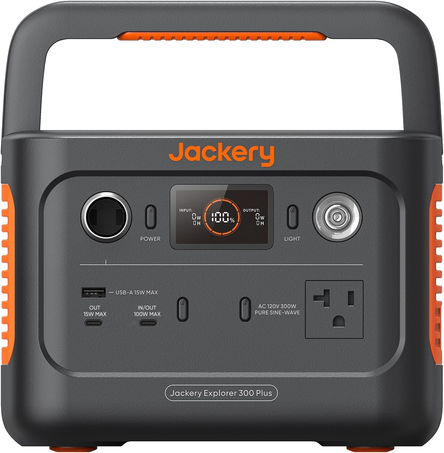 Jackery Explorer 300 Plus Portable Power Station, 288Wh Backup LiFePO4 Battery, 300W AC Outlet, 3.75 KG Solar Generator for RV, Outdoors, Camping, Traveling, and Emergencies (Solar Panel Optional)