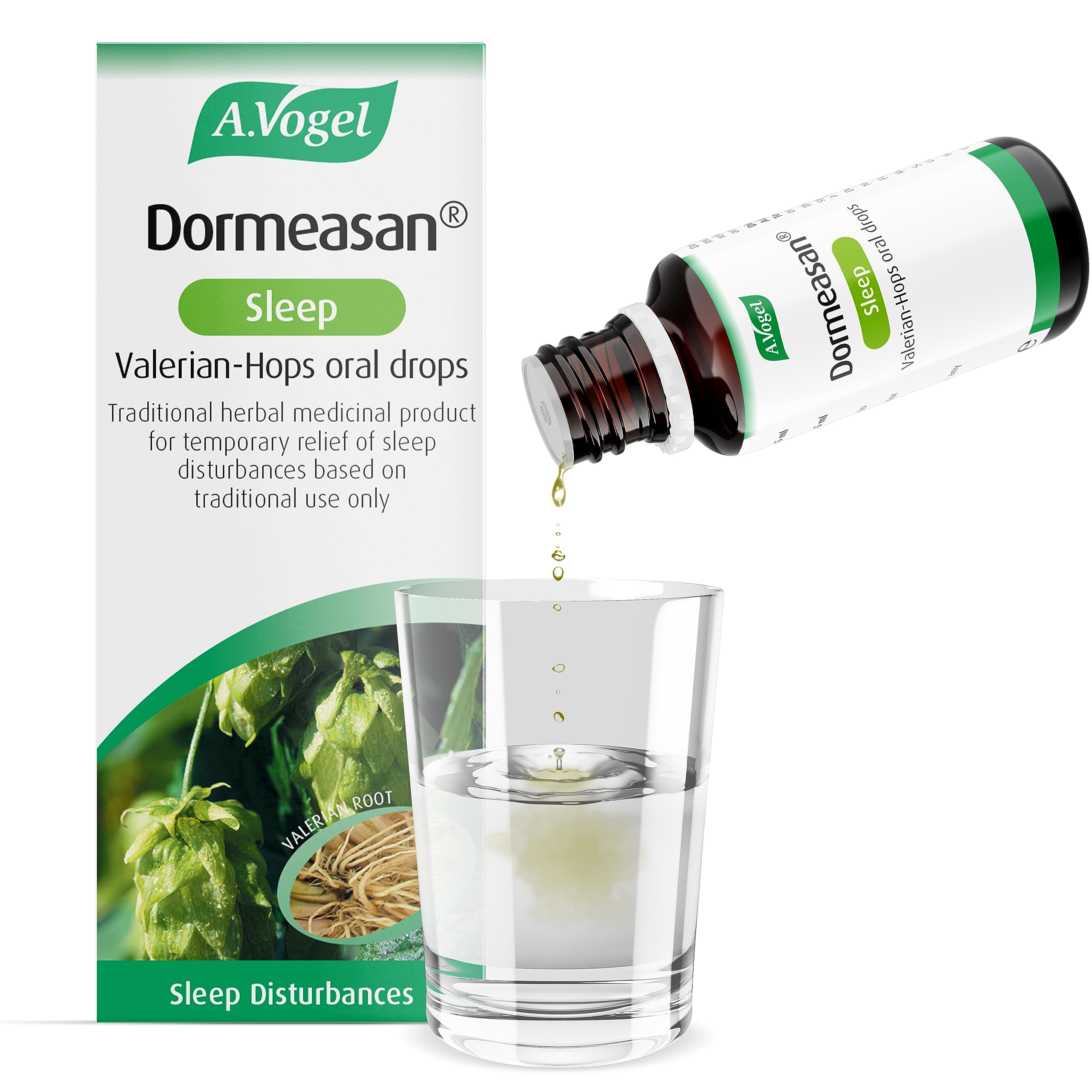 A.Vogel Dormeasan Sleep Valerian-Hops Oral Drops | Just Take 30 Drops Before Bedtime | 58 Days of Supply | Sleeping Aid | Extracts of Fresh Valerian Root | 50ml